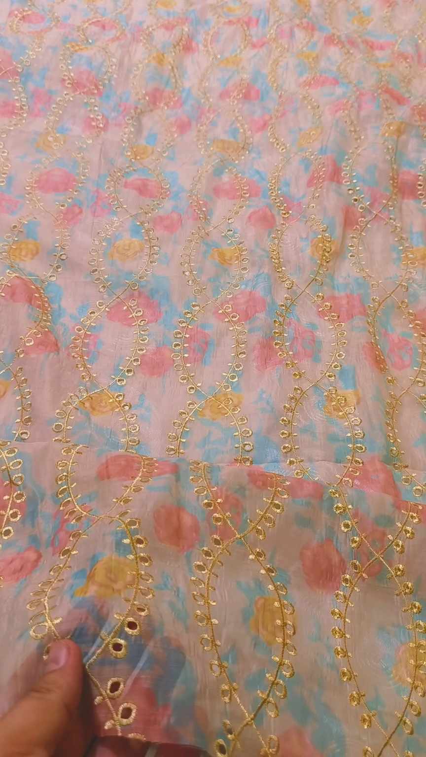 🥳 Sale Sale M-3556. Imported Shiffli Embroidery ChickenKari in Silky  ⛱️ Lawn only Shirt -