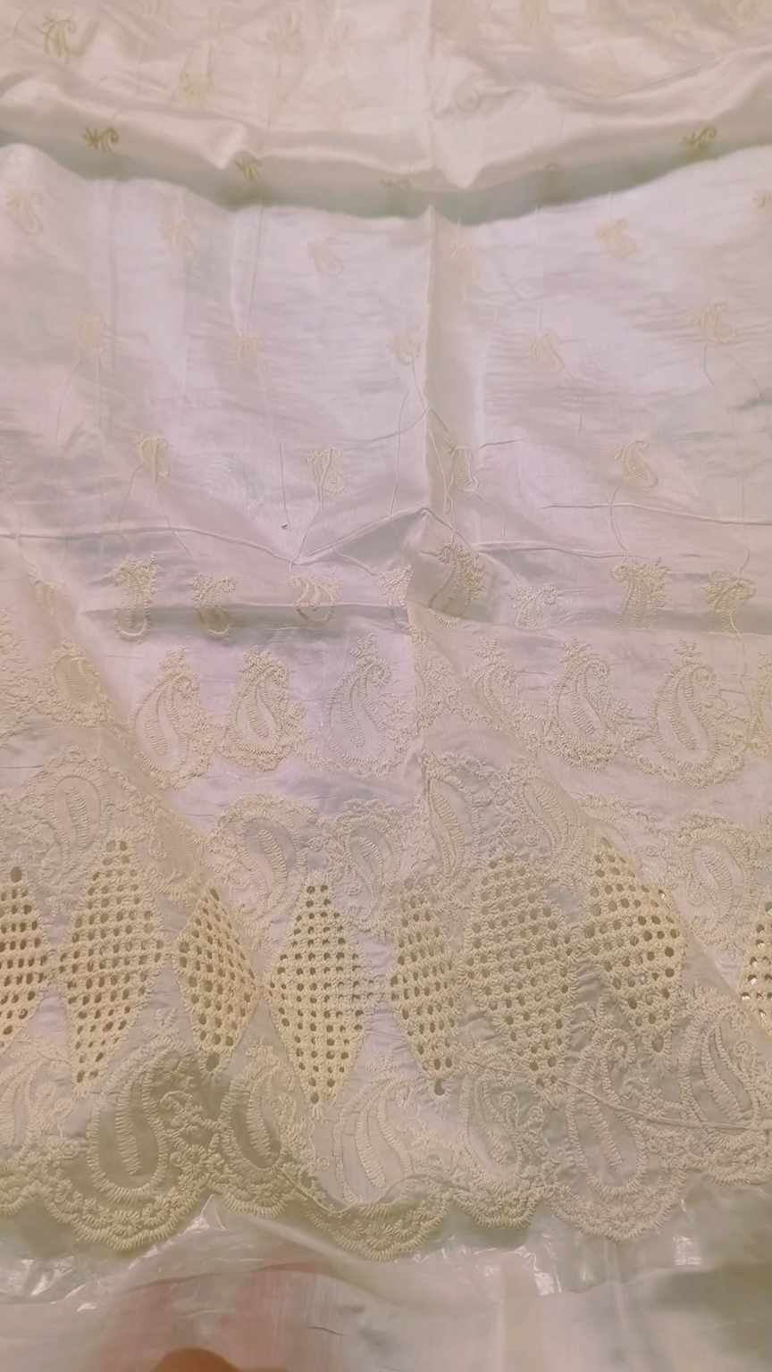 🥳 Sale Sale M-3555 Imported Shiffli Embroidery ChickenKari in Silky  ⛱️ Lawn only Shirt -