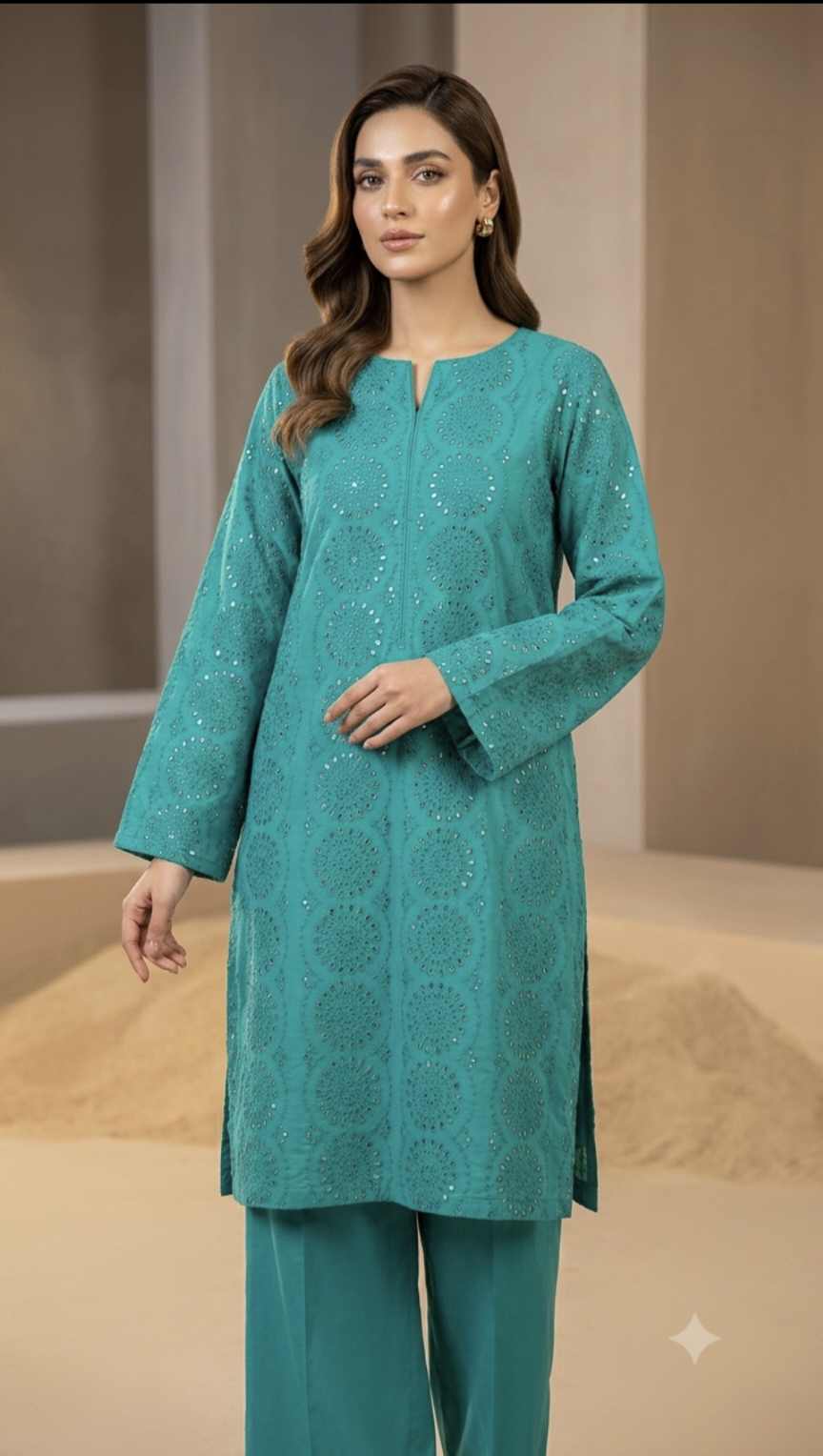 🥳 Big Sale M-547 Rs 1670 Imported Most Luxurious 3-D chickenkari Embroidery Pure Summer ⛱️ Lawn Shi6