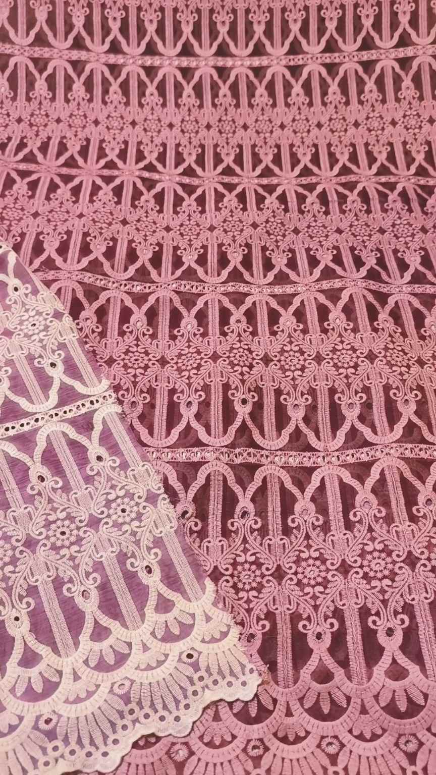 🥳 Big Sale M-77  Rs.1650 Most Luxurious Imported 3-D ChickenKari Embroidery In Pure Shaffon Shirt
