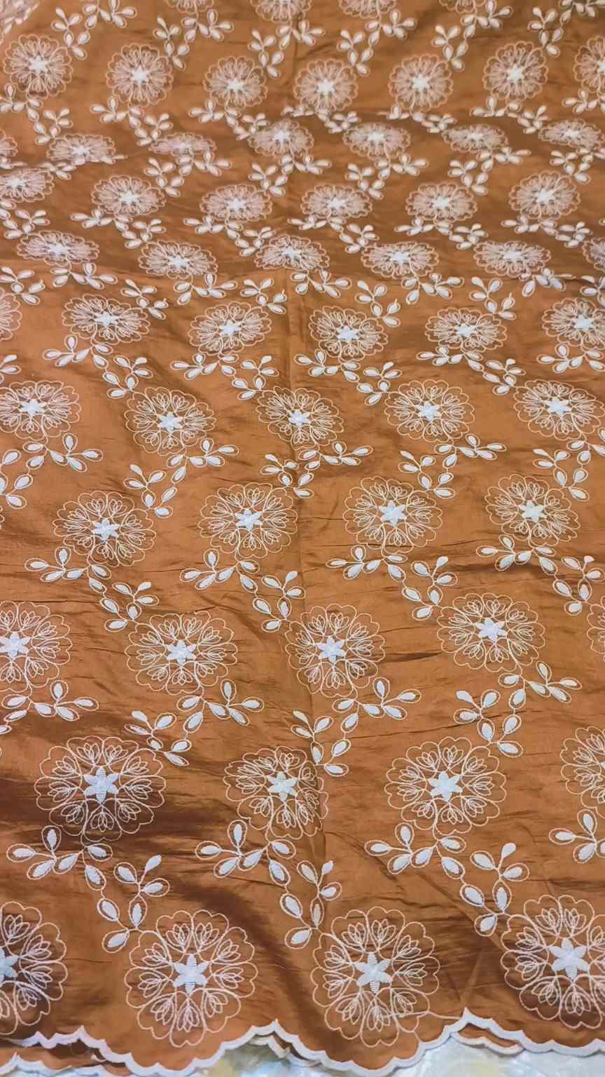 🥳 Big Sale M-84  Rs.1650 Imported Unique high  Quality 3-D  Embroidery in imported Shesha Silky Lawn Shirt