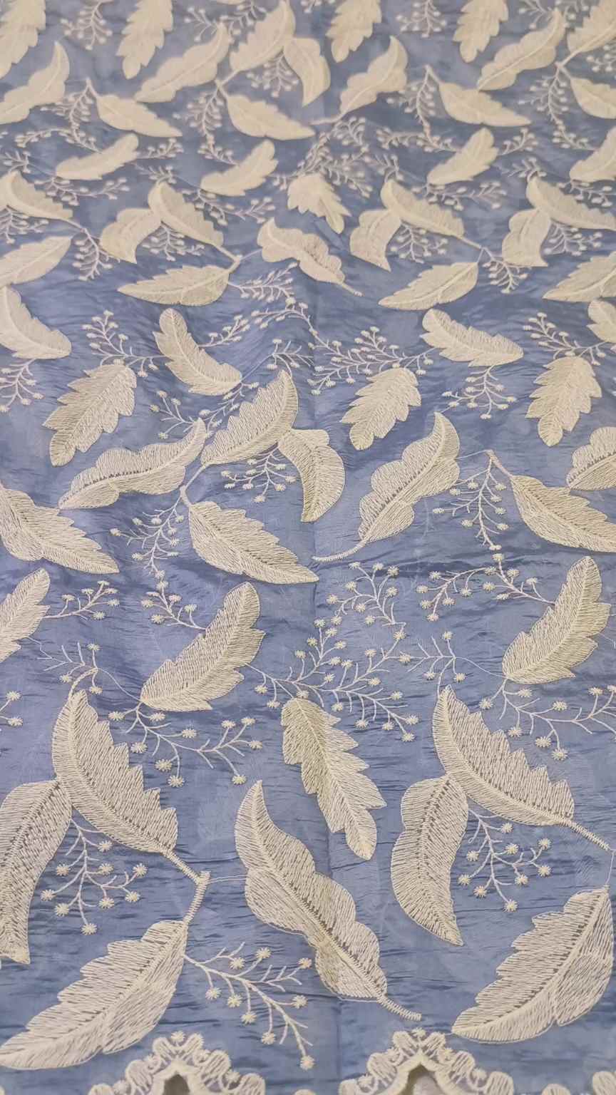 🥳 Big Sale M-83  Rs.1650 Imported Unique high  Quality 3-D  Embroidery in imported Shesha Silky Lawn Shirt