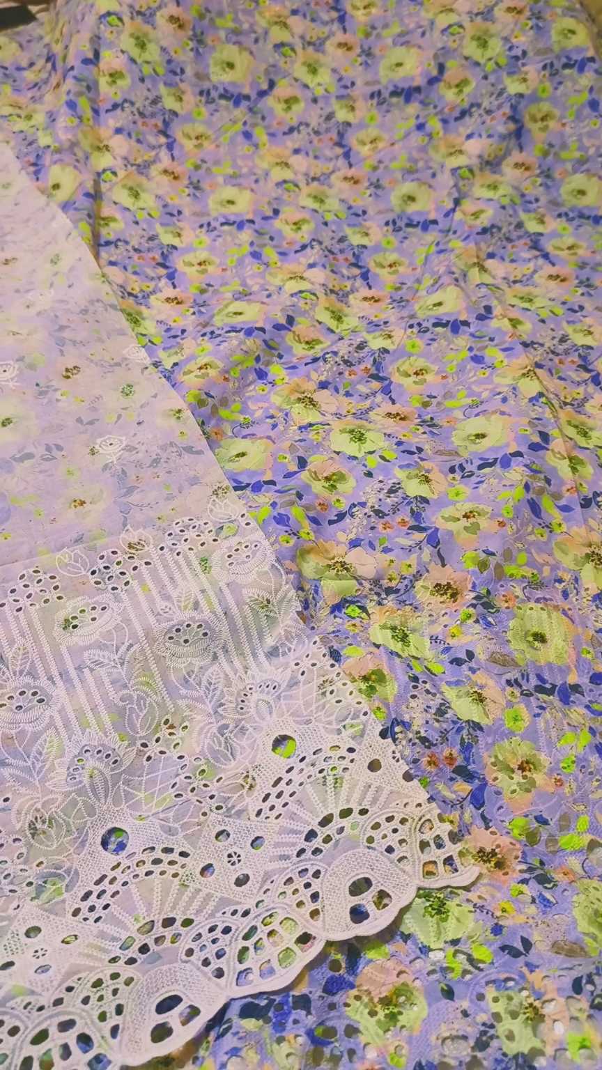 🥳 Big Sale M-50  Rs.1690 Imported Luxury 3-D chickenKari Embroidery In Pure Summer  🏝️ Lawn Shirt