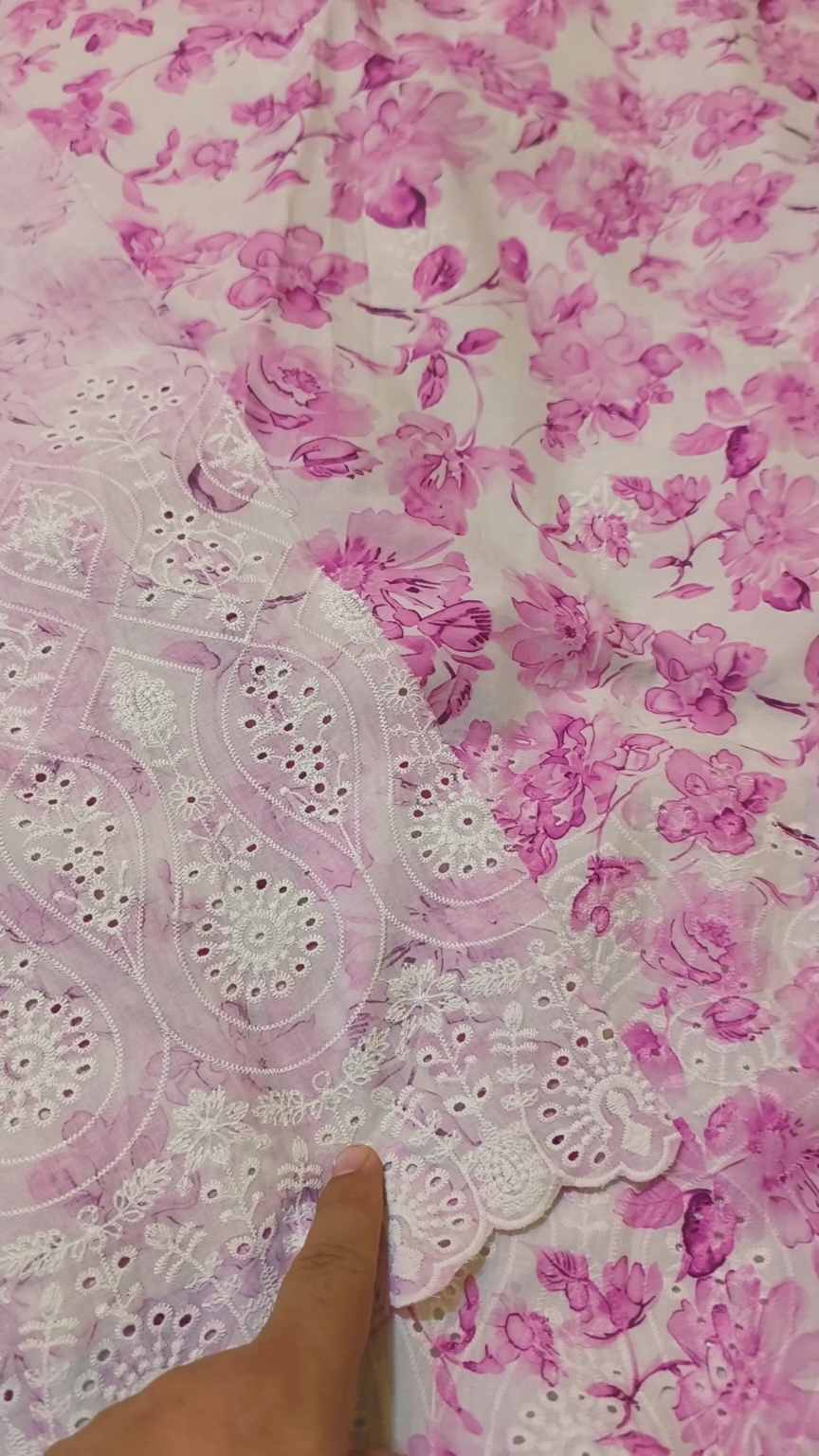 🥳 Big Sale M-46  Rs.1690 Imported Luxury 3-D chickenKari Embroidery In Pure Summer  🏝️ Lawn Shirt