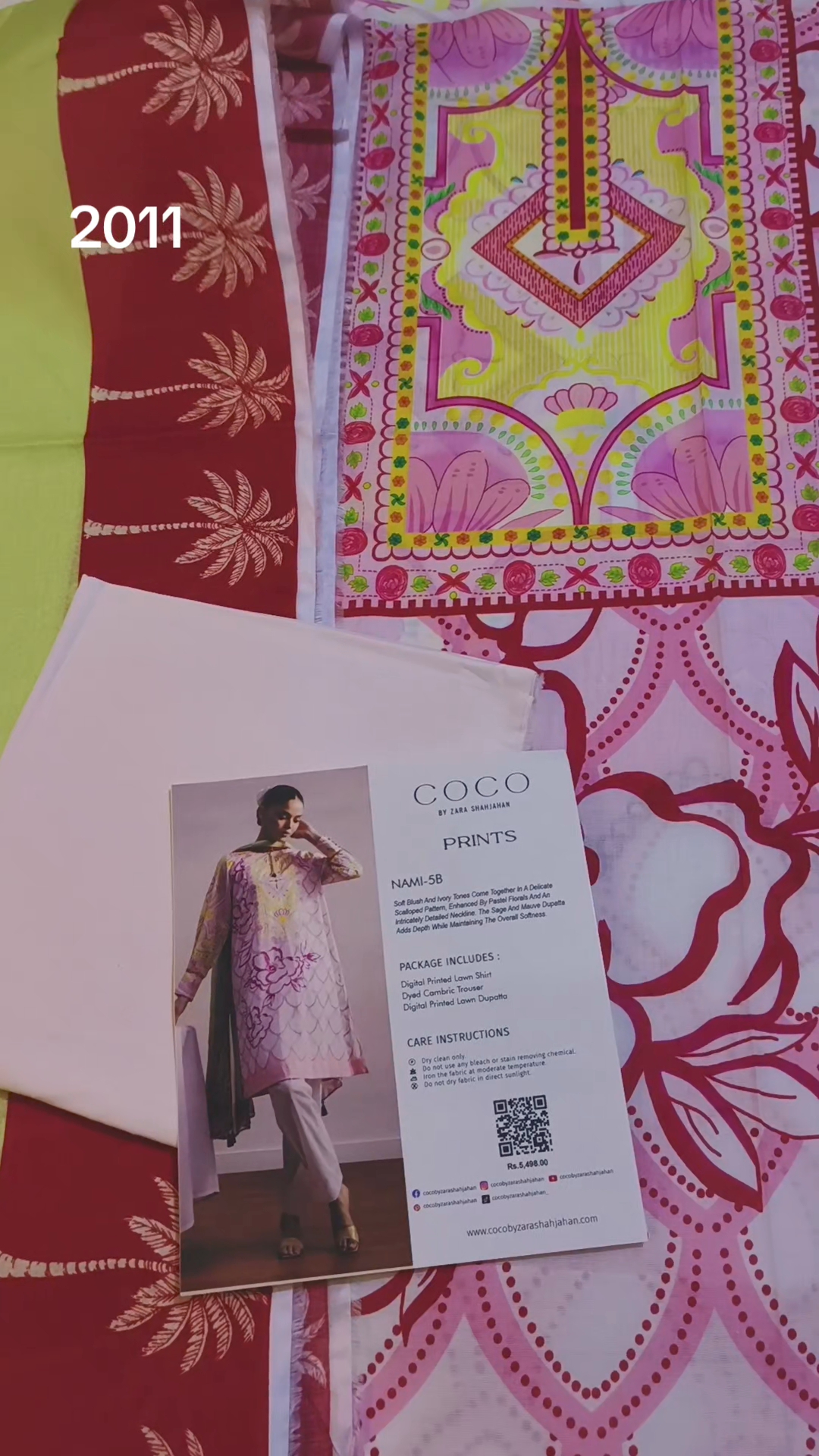 3pc .Sale Sale M-2011  Rs.2450 Branded (coco by zara shahjahan) Digital Lawn 3pc  suit with packing