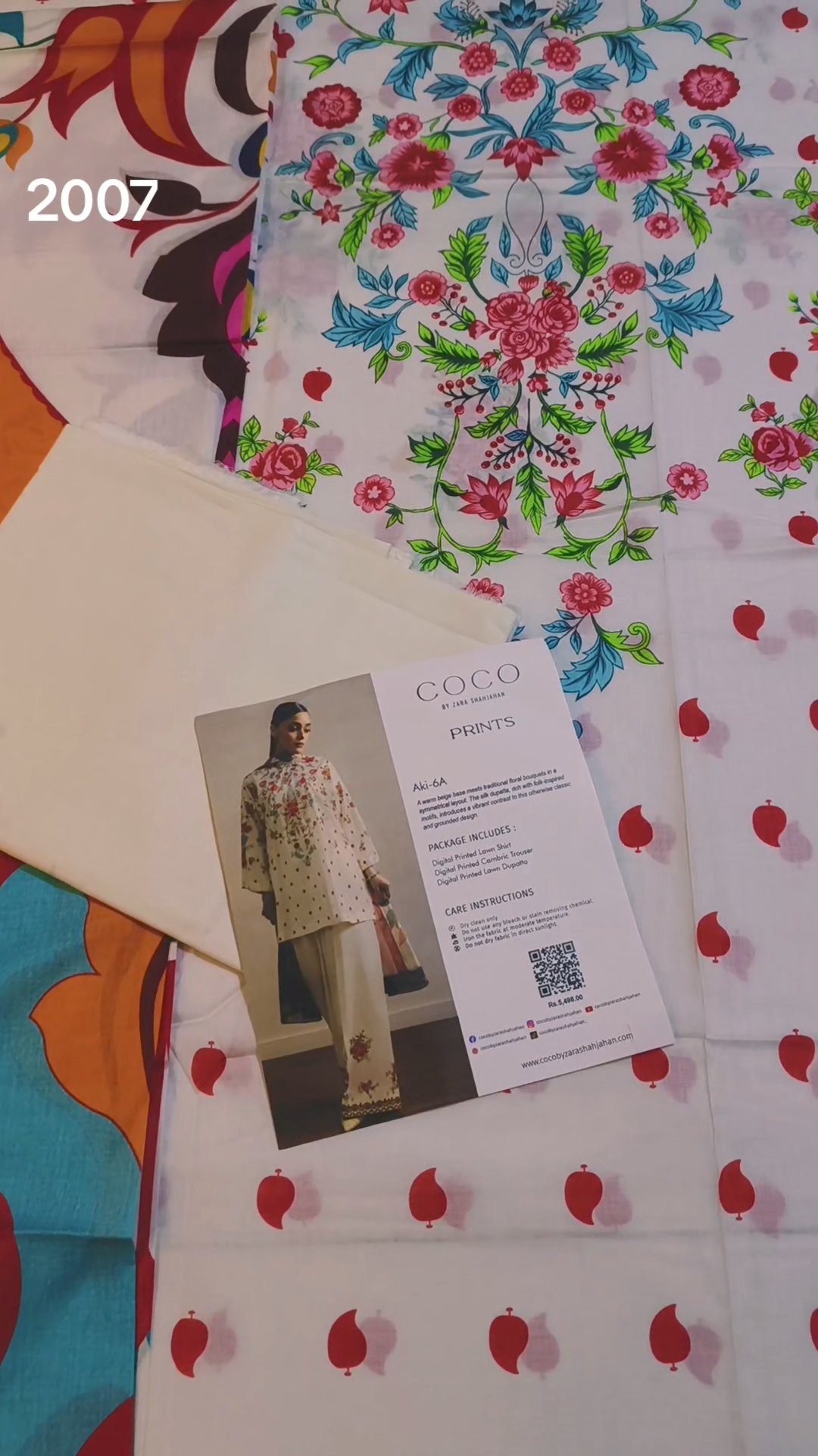 3pc .Sale Sale M-2007  Rs.2450 Branded (coco by zara shahjahan) Digital Lawn 3pc  suit with packing
