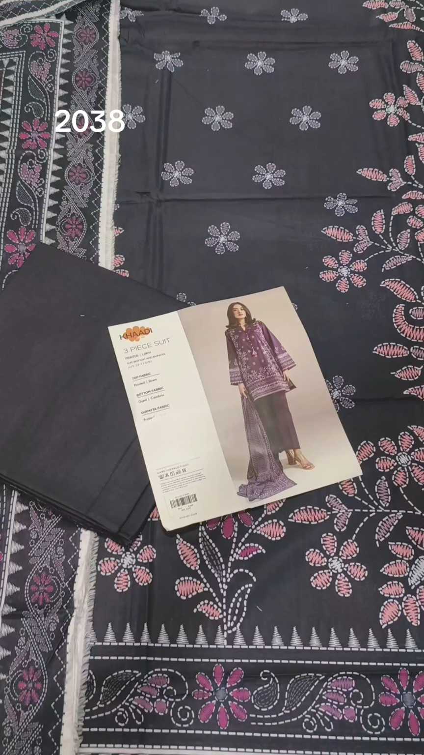 🥳Sale Sale M-2038  Rs.2450 Branded (Khaadi ) 3 Pc Lawn suit with packing -