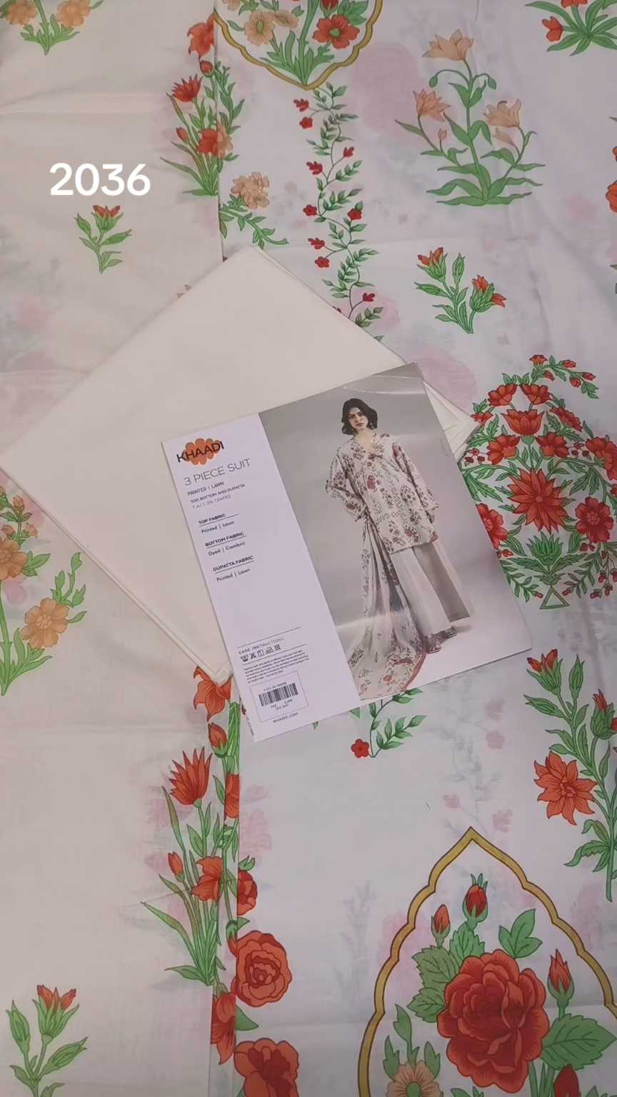 🥳Sale Sale M-2036  Rs.2450 Branded (Khaadi ) 3 Pc Lawn suit with packing -
