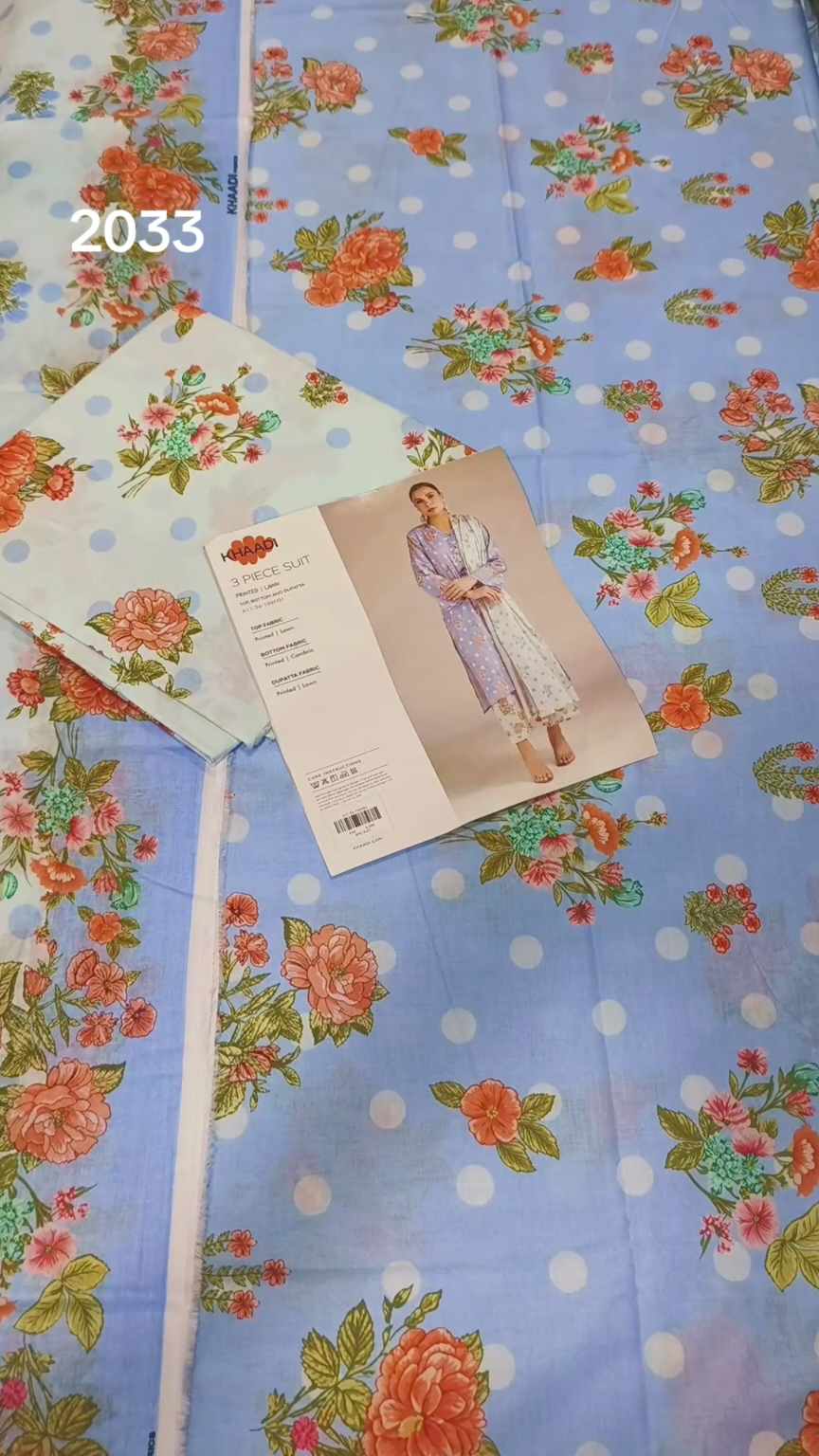 🥳Sale Sale M-2033  Rs.2450 Branded (Khaadi ) 3 Pc Lawn suit with packing -