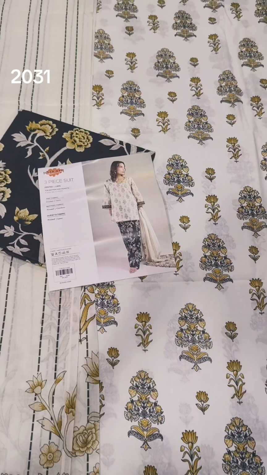 🥳Sale Sale M-2031  Rs.2450 Branded (Khaadi ) 3 Pc Lawn suit with packing -