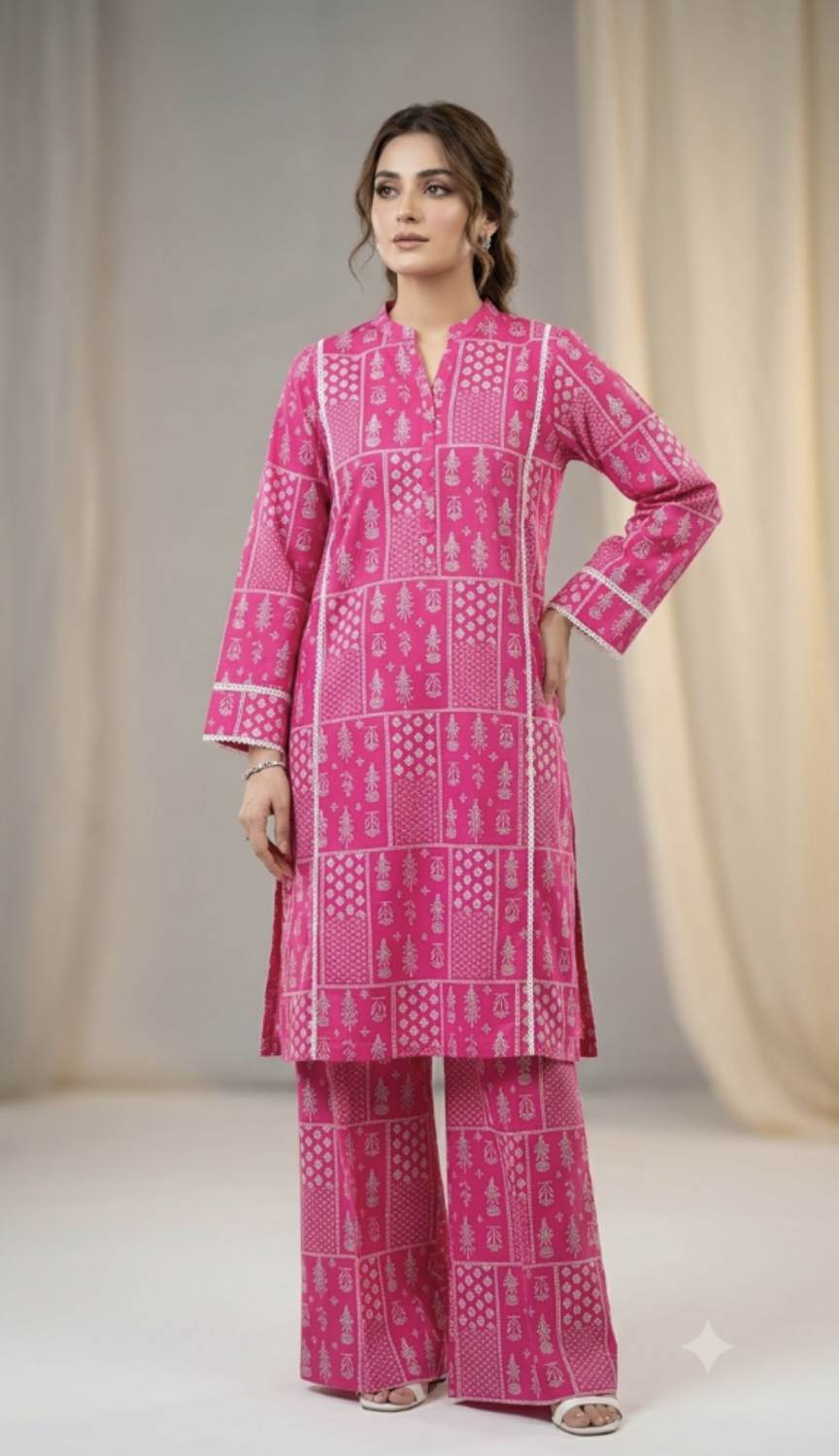 🥳 Sale Sale M-122  Rs.1490 Imported Digital Pure Summer Lawn Same print Shirt &, Truzer 2pc