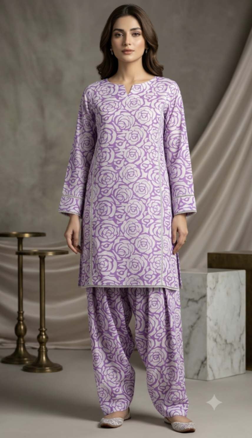 🥳 Sale Sale M-118  Rs.1490 Imported Digital Pure Summer Lawn Same print Shirt &, Truzer 2pc