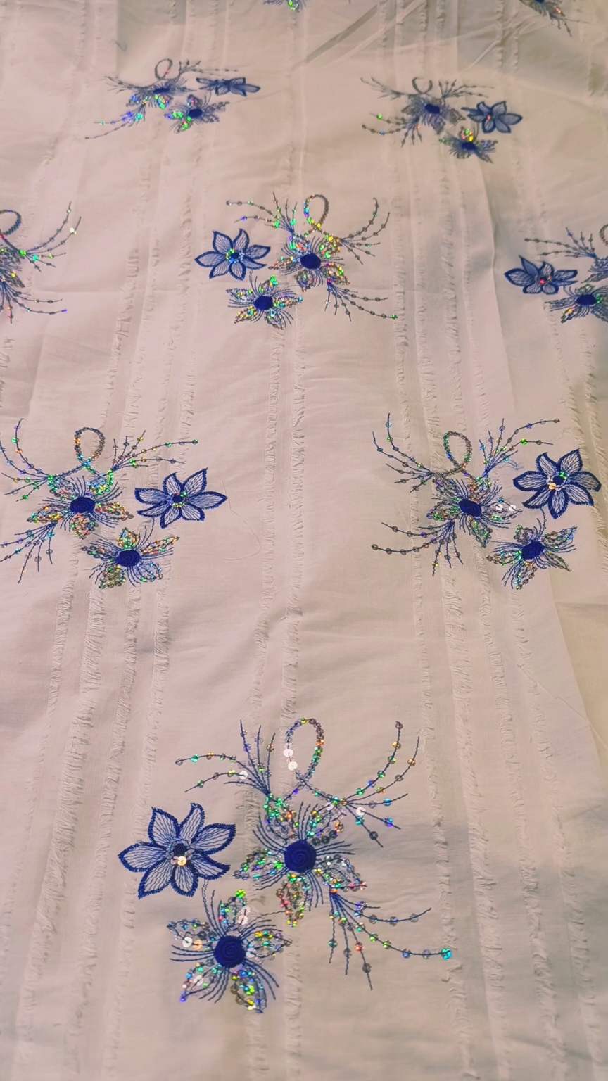 😱 Big Sale M-211  Rs 1350 Imported Fancy Most Luxurious Broshia  3-D Embroidery Pure Self Summer Lawn Shirt
