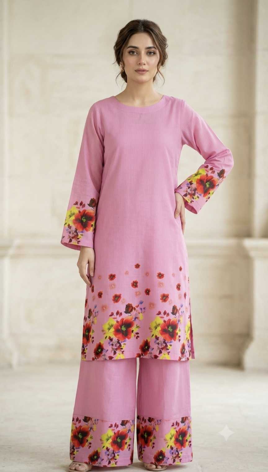 🥳 Sale Sale M-204  Rs.1390 Imported  Daman Design 3-D Dorria Pure Summer Lawn Shirt & Truzer 2pc