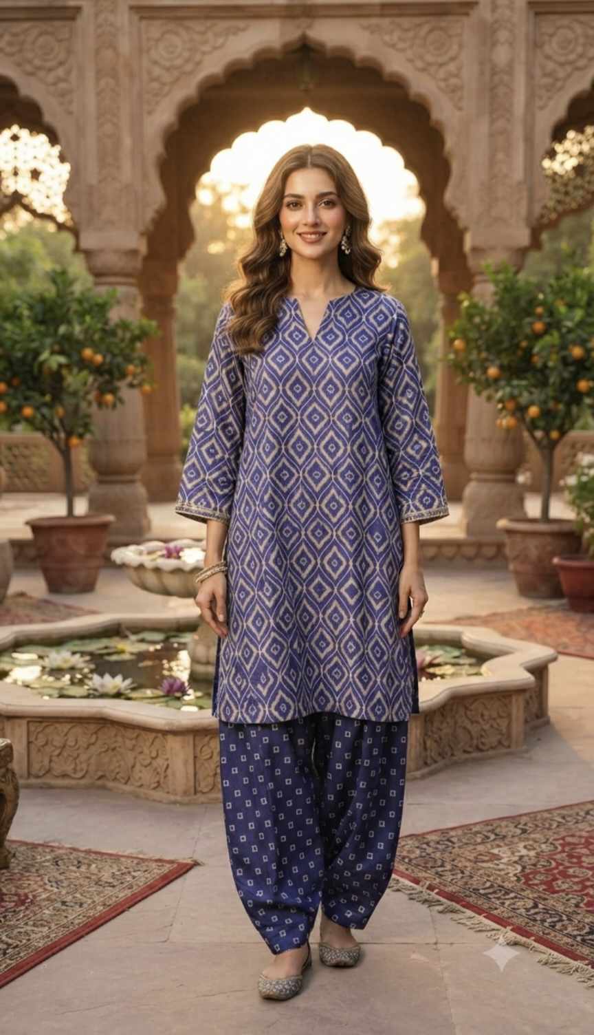 Sale Sale Rs.240. Rs.1550 Imported Digital  Pure Summer ⛱️ Lawn Shirt & Matching design trouser 2pc