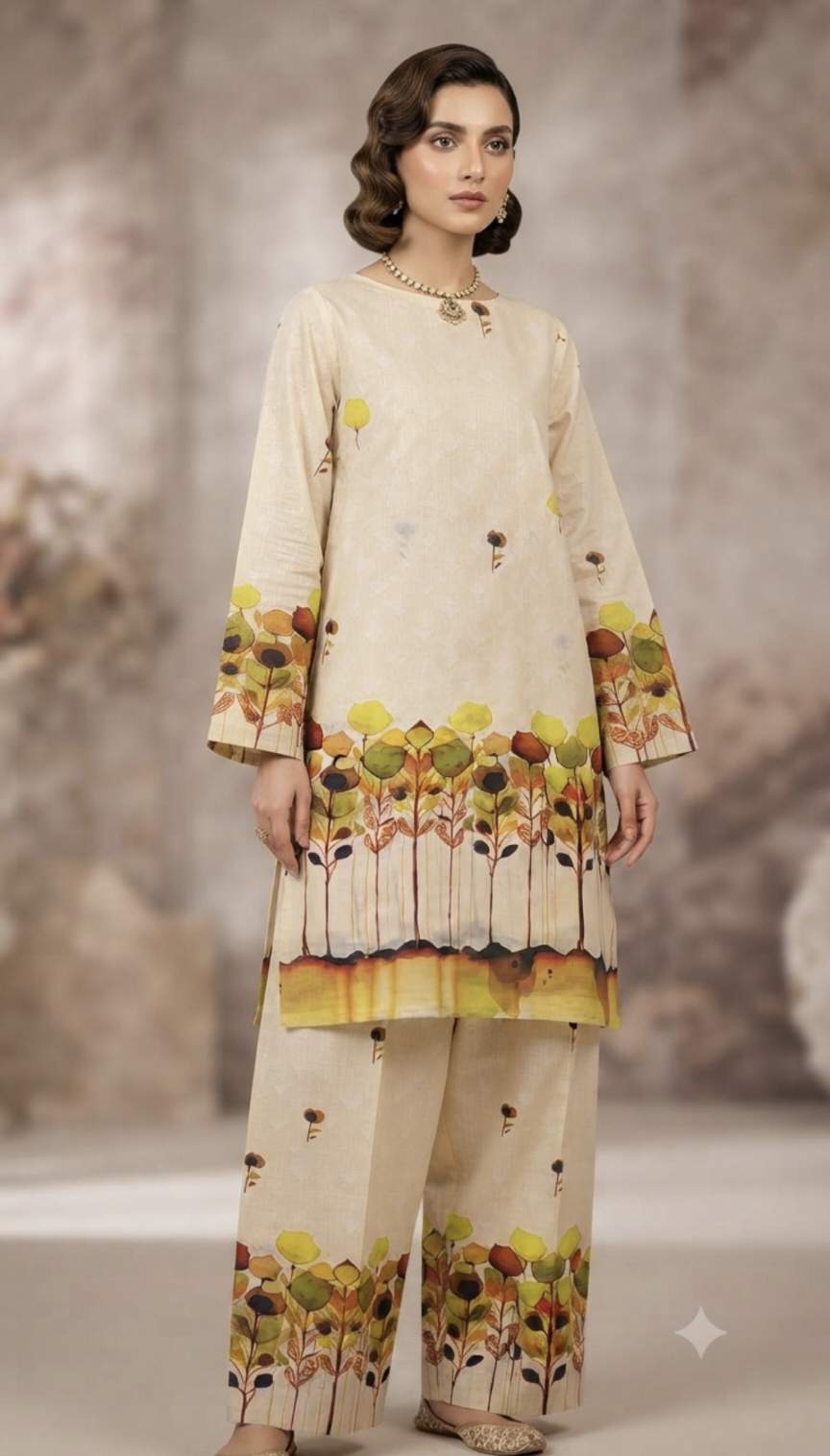 🥳 New Arrivals M-233 Rs.1390  Imported Digital border design Pure Summer ⛱️ Lawn Same print Shirt & Truzer 2pc -