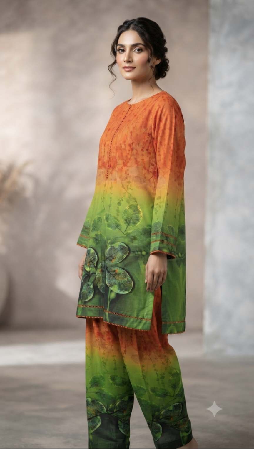 🥳 New Arrivals M-229  Rs.1390  Imported Digital border design Pure Summer ⛱️ Lawn Same print Shirt & Truzer 2pc -