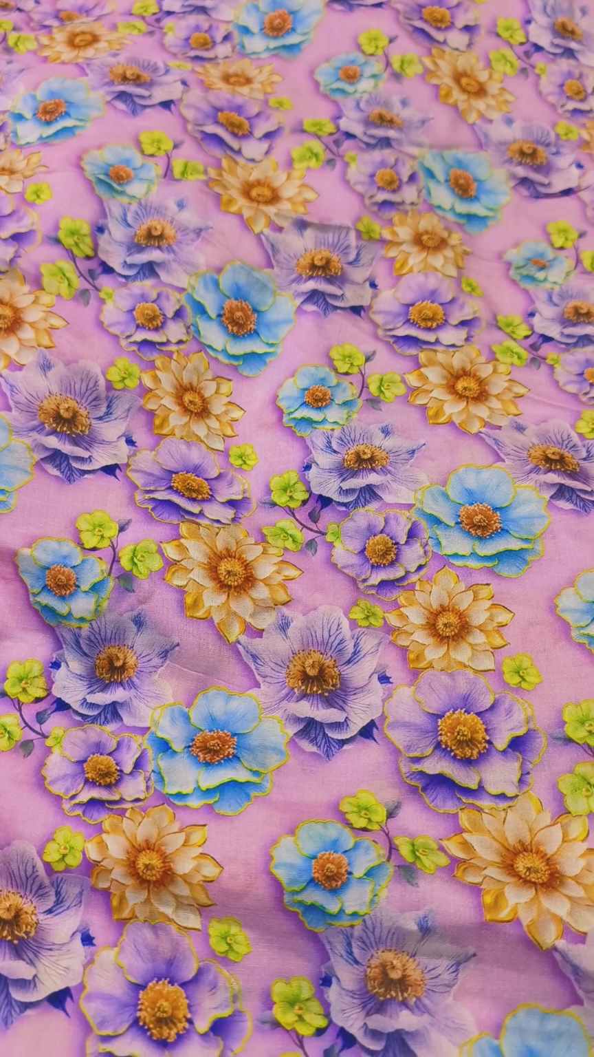 🥳 Sale Sale M-320. Rs.1390  Imported 3-D viscose Stuff ( Lawn+ Lelin) Mix Same print Shirt & Truzer 2pc