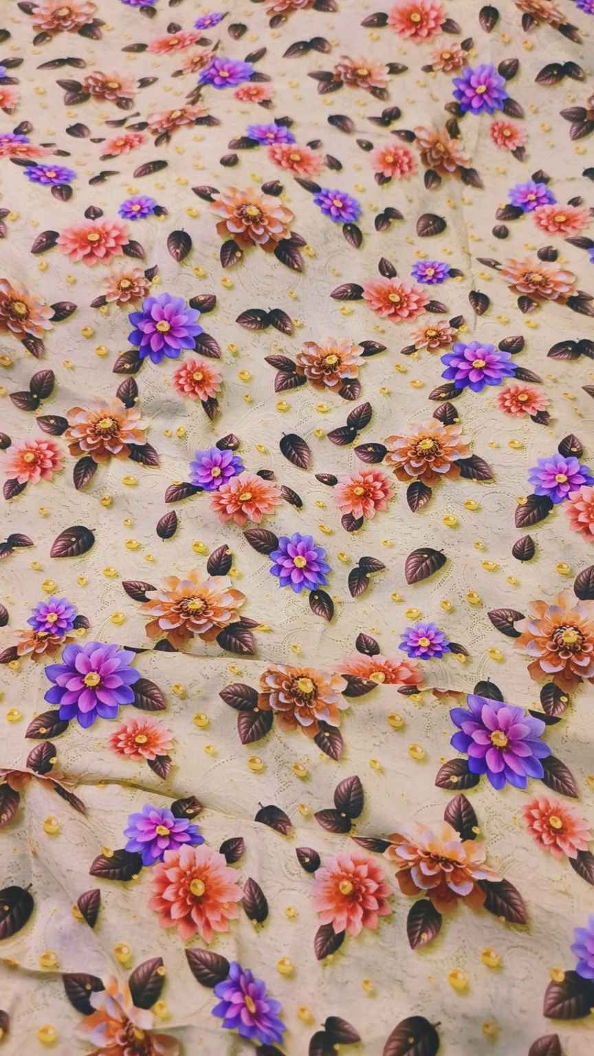 🥳 Sale Sale M-319. Rs.1390  Imported 3-D viscose Stuff ( Lawn+ Lelin) Mix Same print Shirt & Truzer 2pc