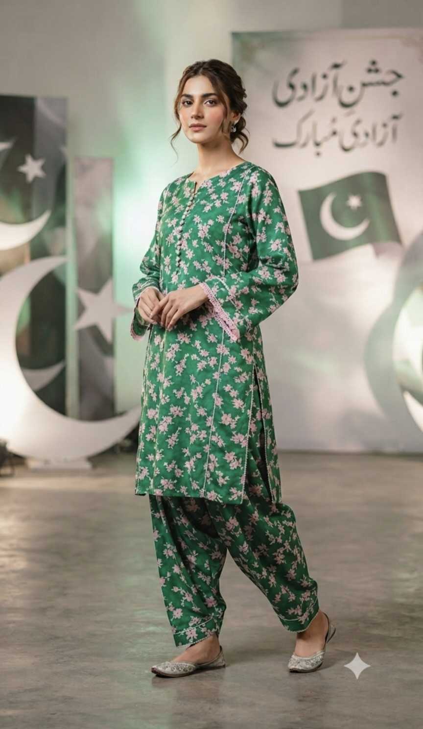 🥳 Sale Sale M-313  Rs.1450 ...14 august New Design Pure Summer Lawn Same print Shirt & Truzer 2pc