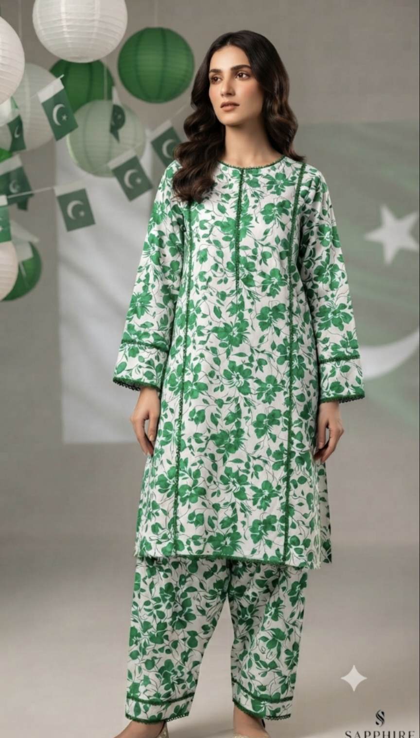 🥳 Sale Sale M-304  Rs.1450 ...14 august New Design Pure Summer Lawn Same print Shirt & Truzer 2pc