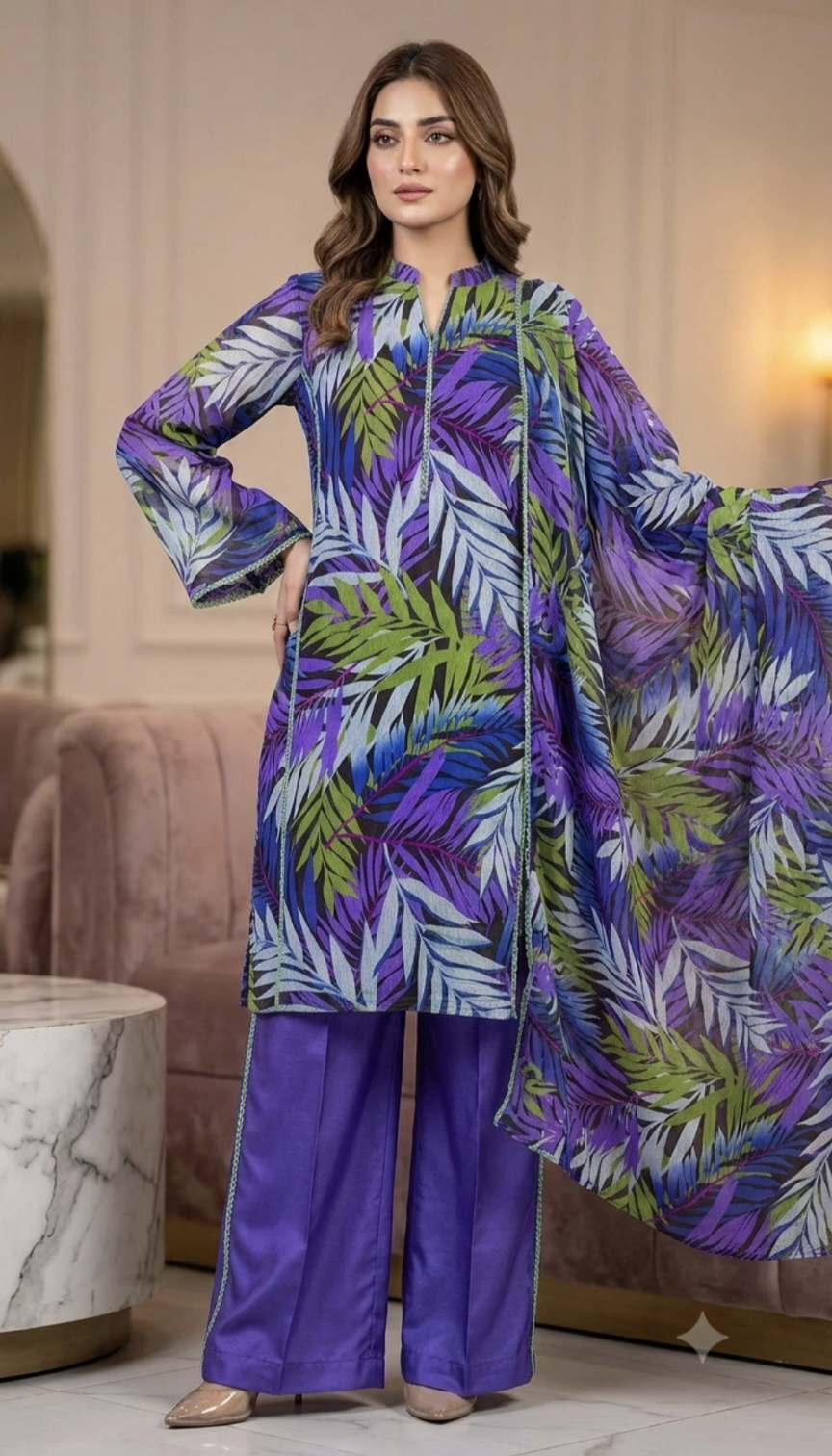 Duppta+ Shirt)🥳 Big Sale M-335 Rs.1290  Imported Korean Pure Shaffon Stuff Same design Duppta & Shirt 2pc