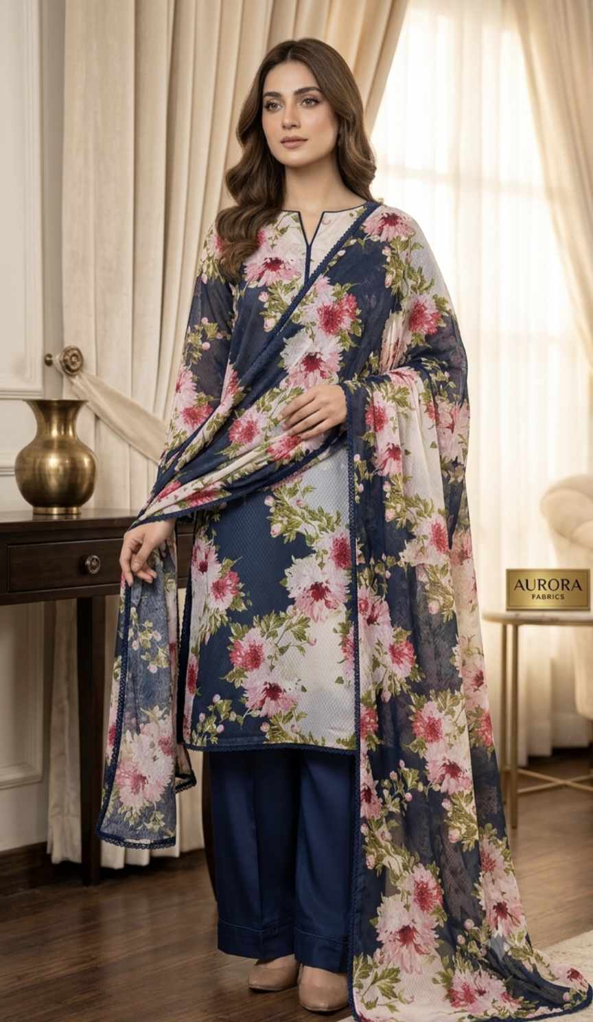 Duppta+ Shirt)🥳 Big Sale M-331 Rs.1290  Imported Korean Pure Shaffon Stuff Same design Duppta & Shirt 2pc