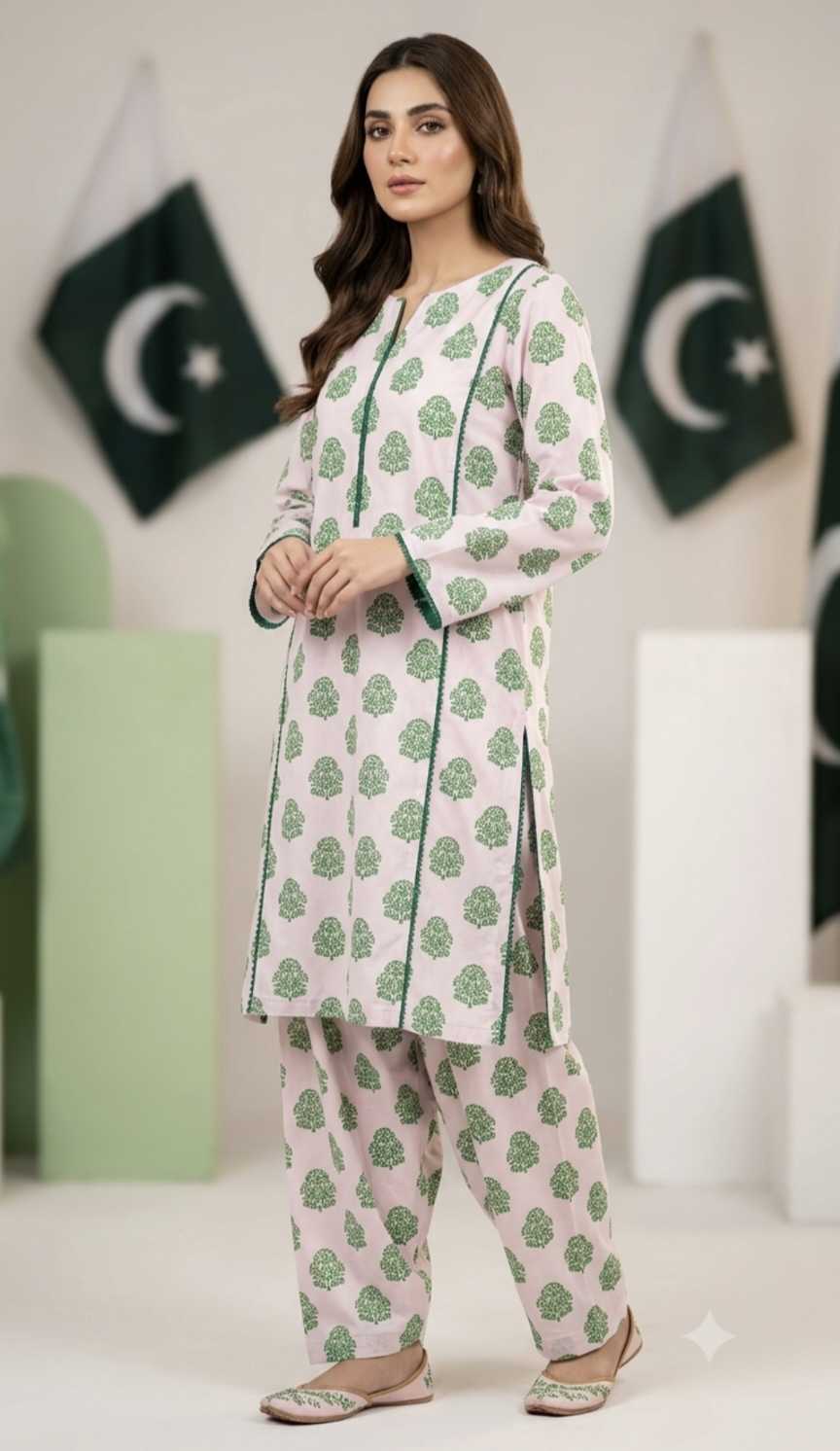 🥳 Sale Sale M-384  Rs.1450 ...14 august New Design Pure Summer Lawn Same print Shirt & Truzer 2pc