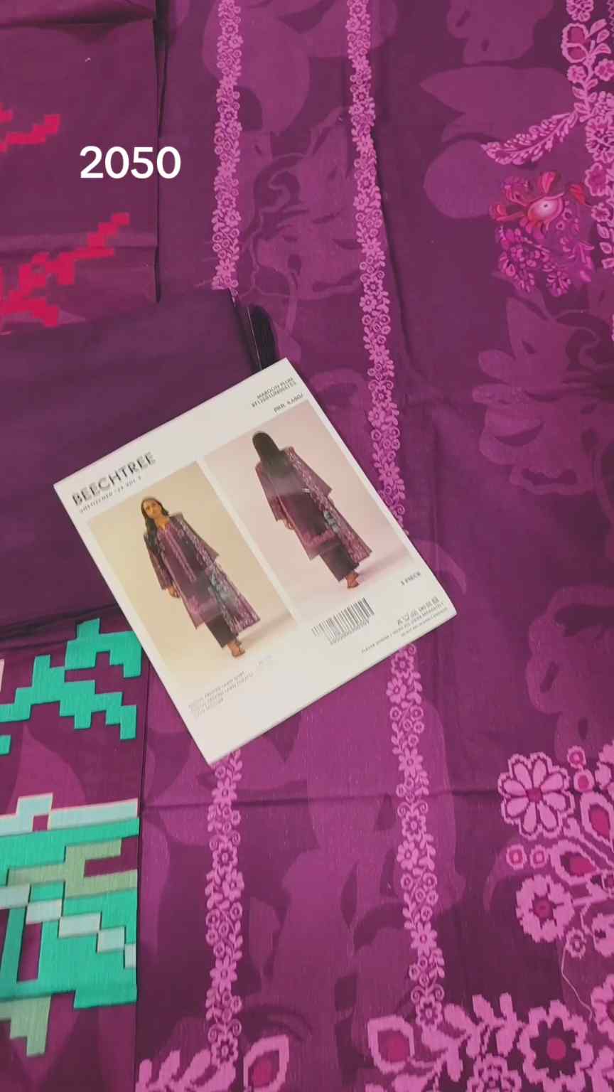 🥳Sale Sale M-2050 Rs.2450 Branded (Beachtree) 3 Pc Lawn suit with packing -