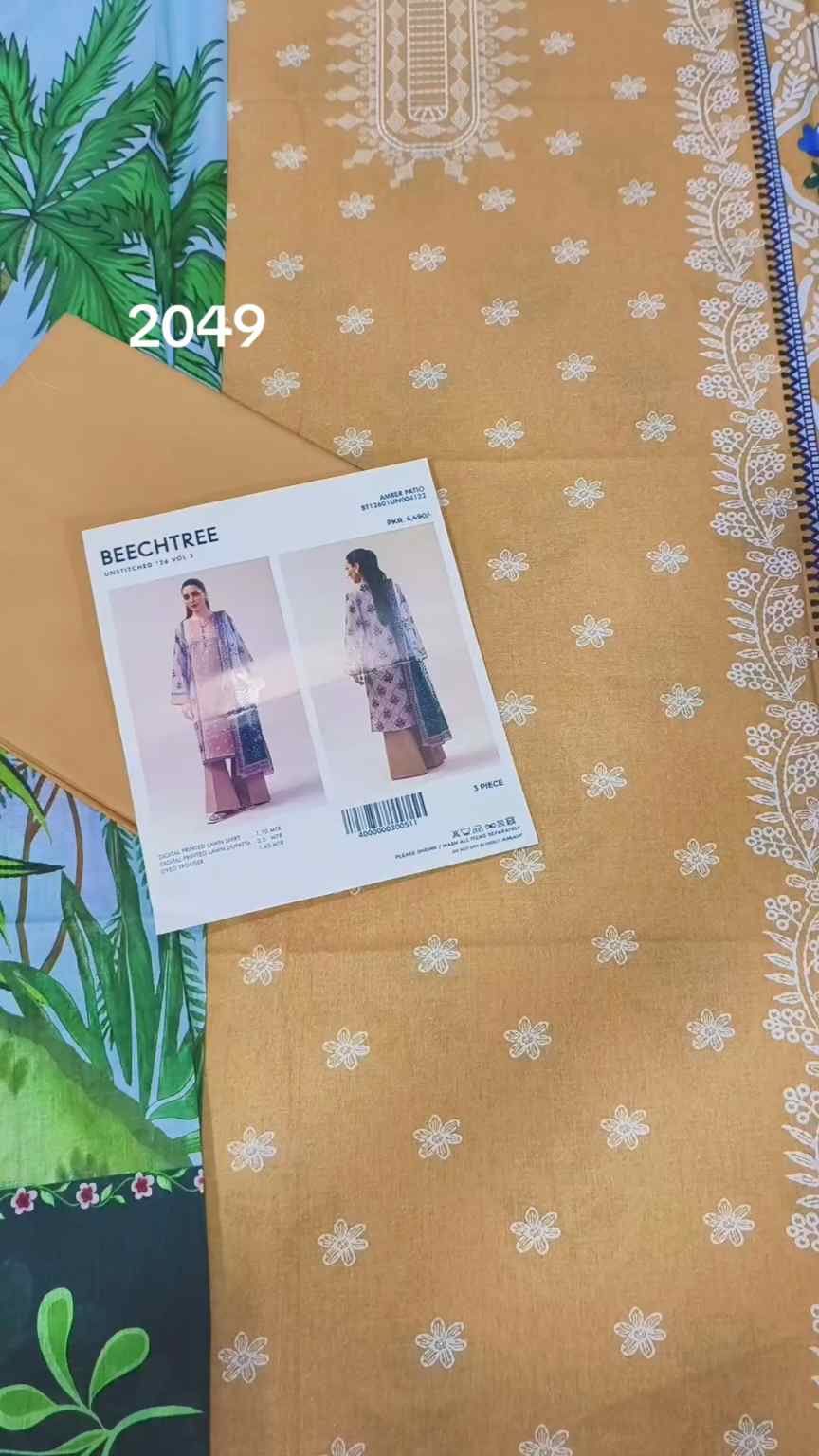 🥳Sale Sale M-2049 Rs.2450 Branded (Beachtree) 3 Pc Lawn suit with packing -