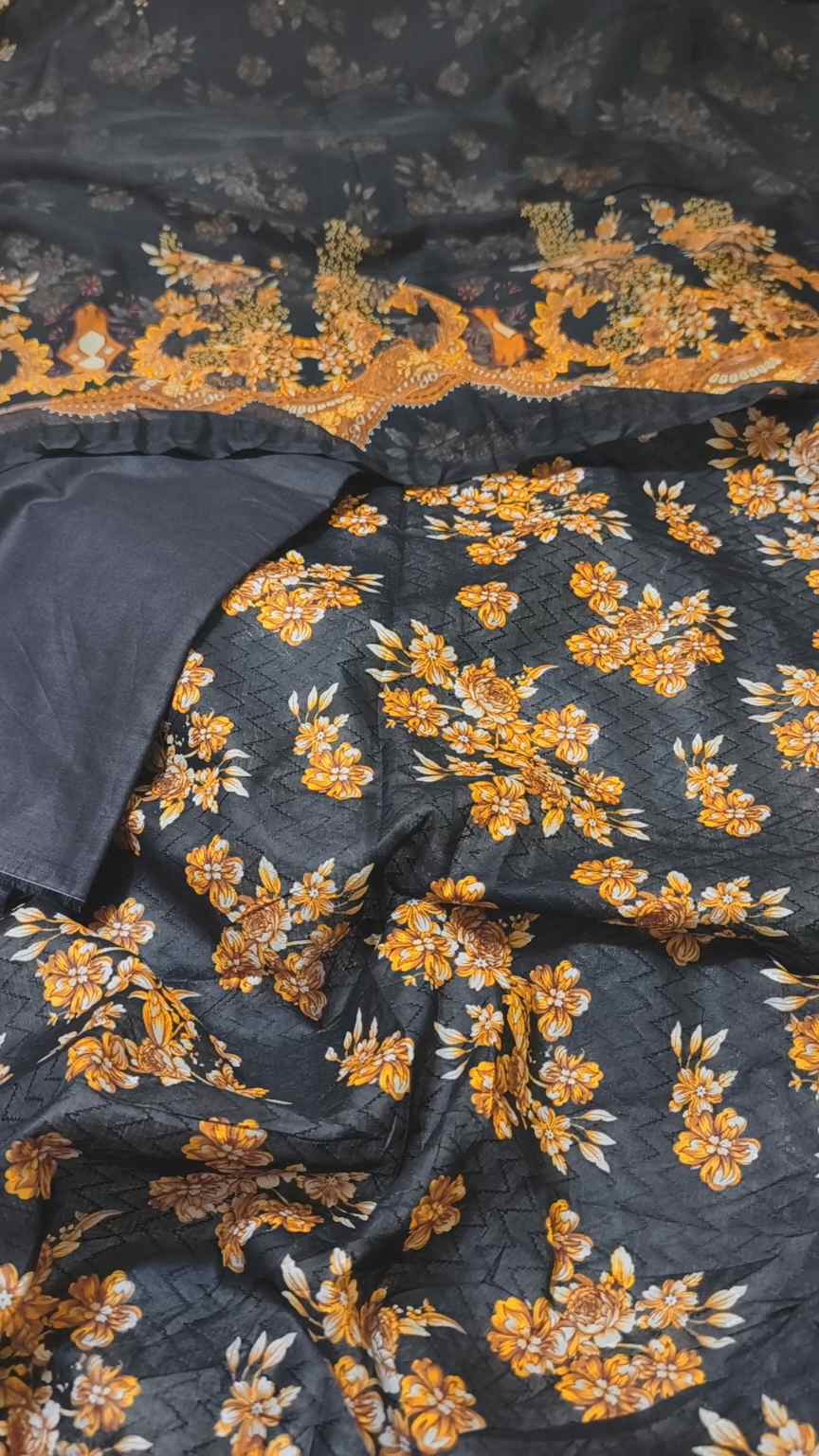3pc 🥳 Sale Sale M-433 Rs 2090 Imported Most Luxurious Broshia Lawn & High quality Imported MalMal Duppta 3pc suit