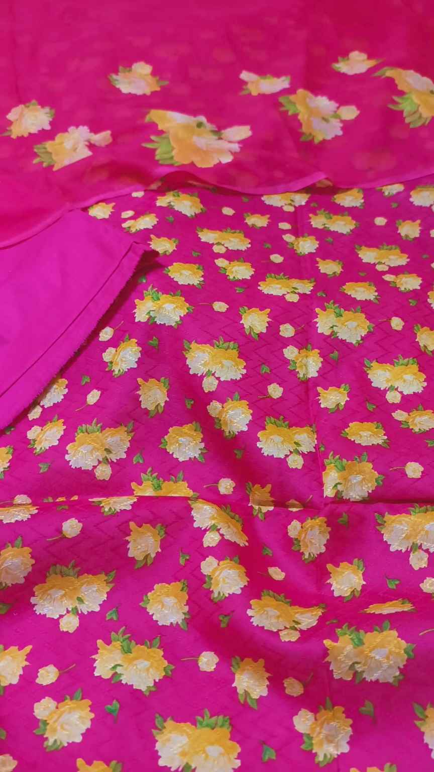 3pc 🥳 Sale Sale M-429  Rs 2090 Imported Most Luxurious Broshia Lawn & High quality Imported MalMal Duppta 3pc suit