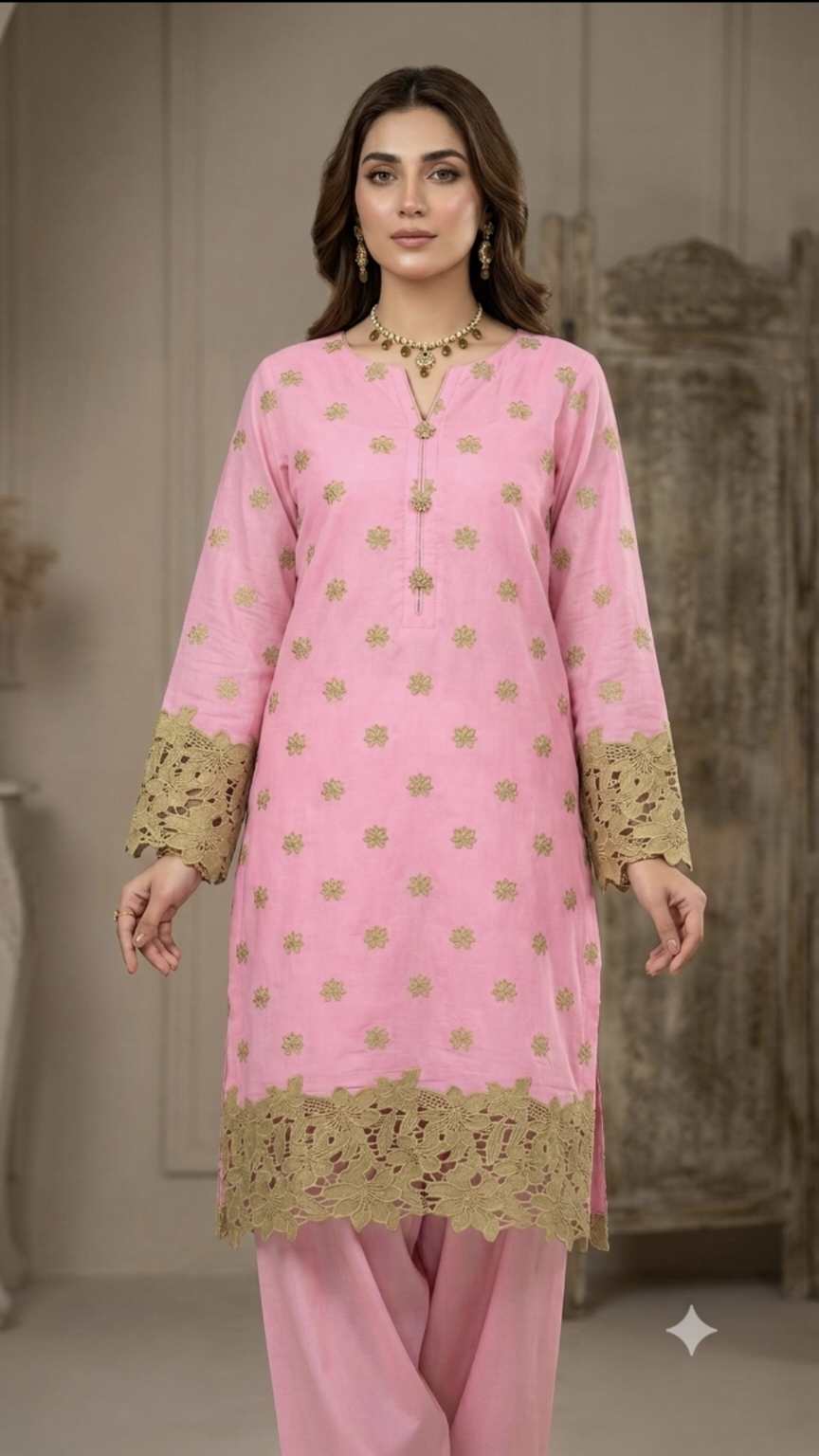 😱 Big Sale M-520. Rs.1650 Imported Most Luxurious 3-D chickenkari Embroidery Pure Summer Lawn Shirt