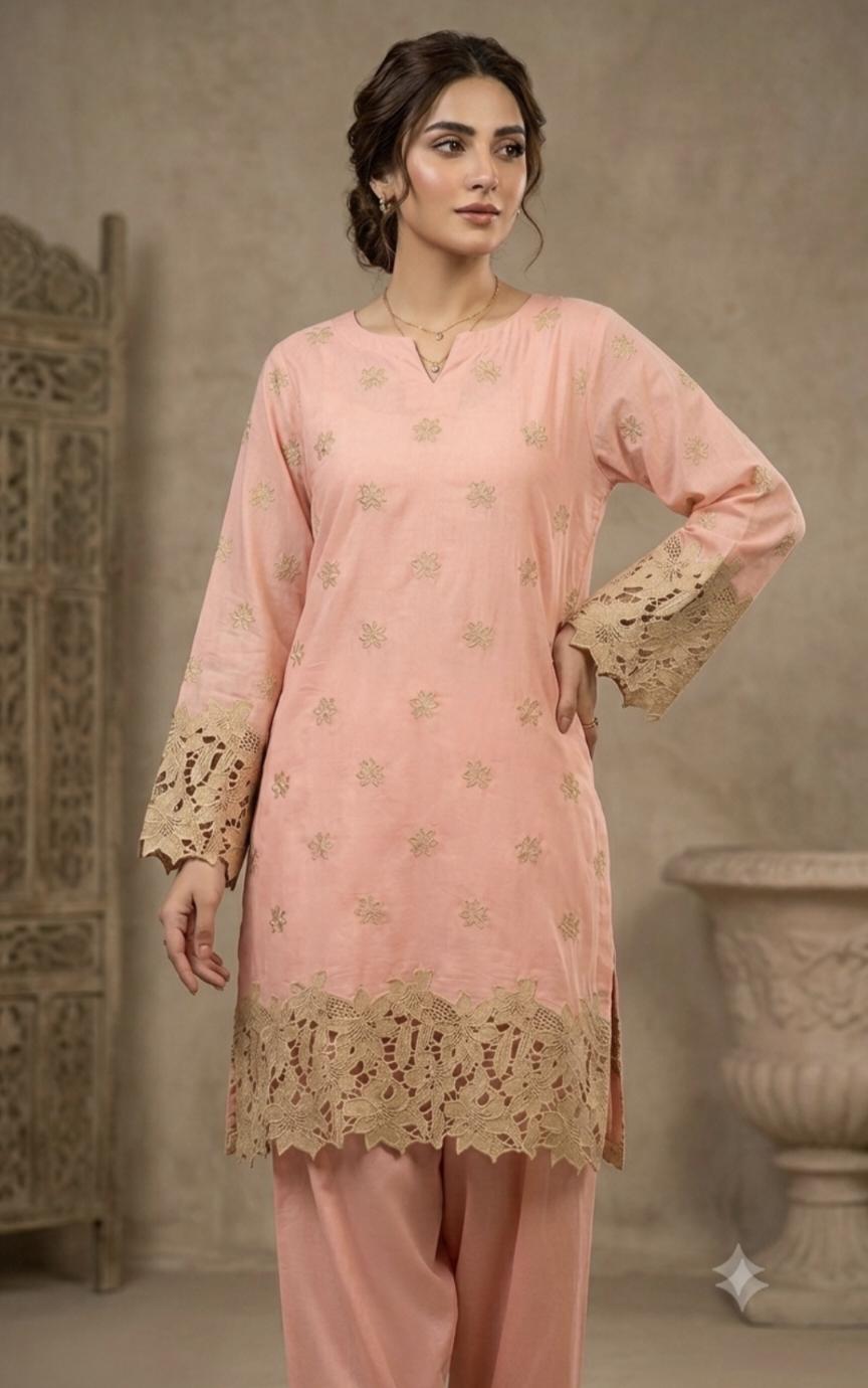 😱 Big Sale M-519  Rs.1650 Imported Most Luxurious 3-D chickenkari Embroidery Pure Summer Lawn Shirt
