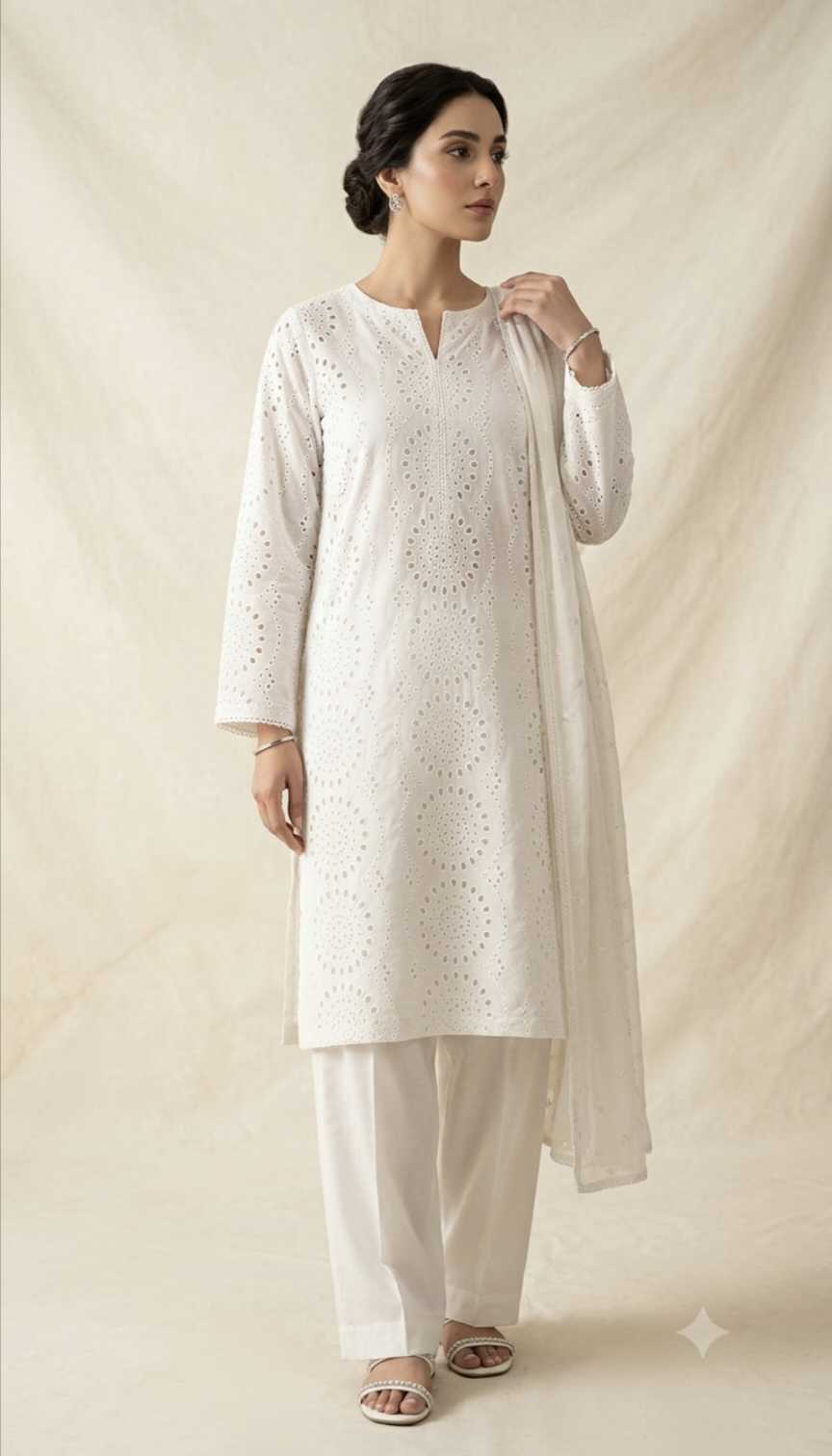 🥳 Big Sale M-548 Rs 1670 Imported Most Luxurious 3-D chickenkari Embroidery Pure Summer ⛱️ Lawn Shi6