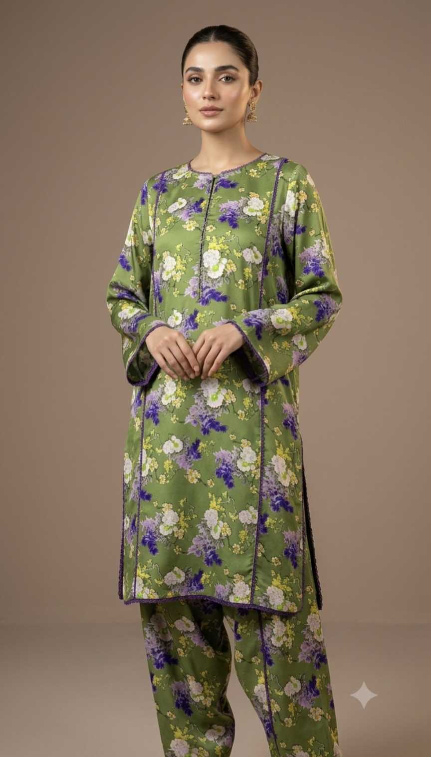 🥳 New Arrival M-533 Rs.1550 Imported Digital Luxury Stone Lelin( Mid season & Winter) Same print Shirt & Truzer 2pc