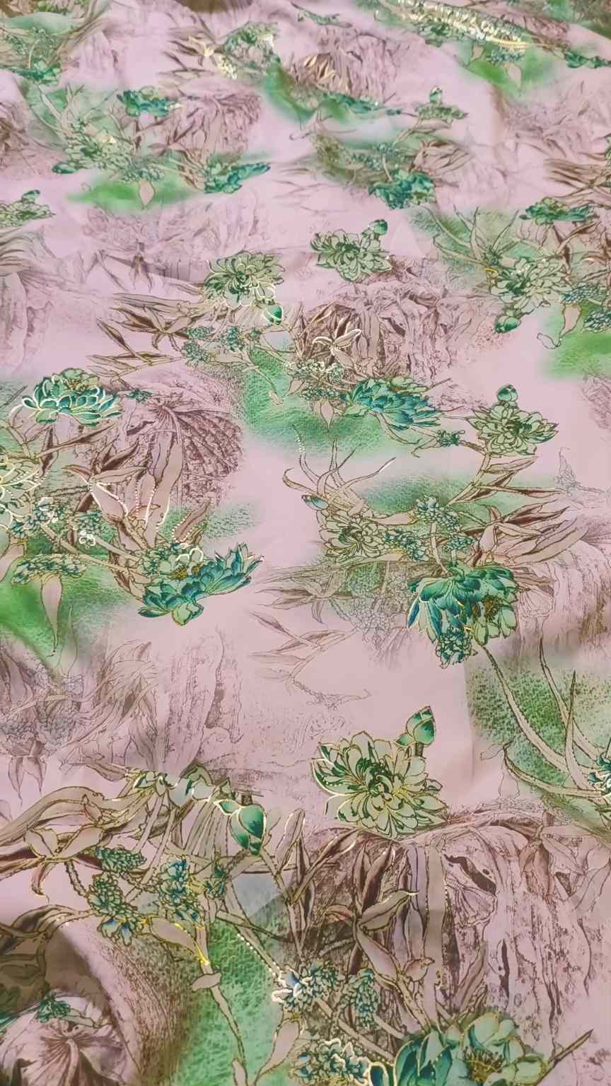 M-3661  Imported Digital Giliter Leker Paint ☃️ Winter Irish Silk Same print Shirt & Truzer 2pc