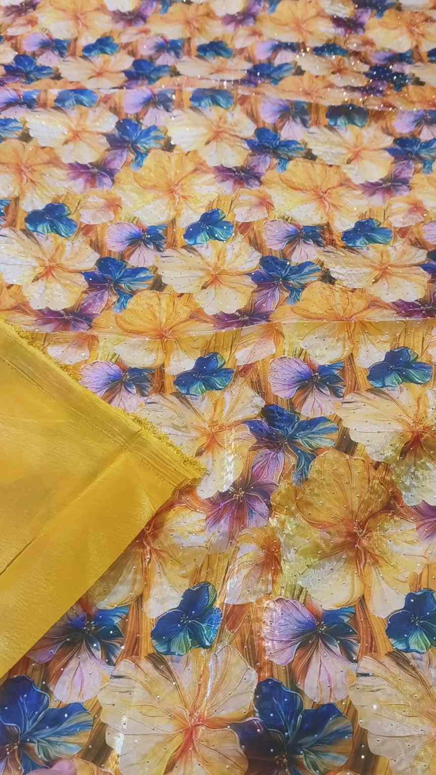 😱Sale Sale M-3659 Imported Most Luxurious American Silk Tissue Organza With nags chen Shirt &   kattan Silk Inner with Truzer 2pc