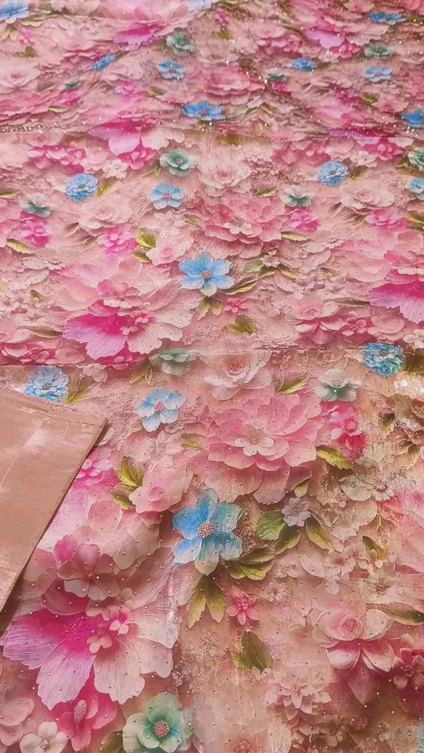 😱Sale Sale M-3658 Imported Most Luxurious American Silk Tissue Organza With nags chen Shirt &   kattan Silk Inner with Truzer 2pc