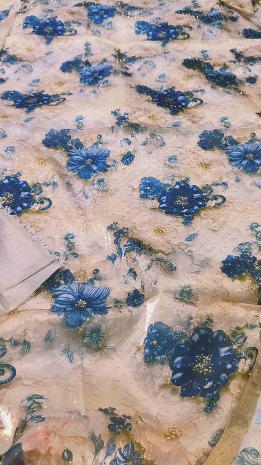 😱Sale Sale M-3656 Imported Most Luxurious American Silk Tissue Organza With nags chen Shirt &   kattan Silk Inner with Truzer 2pc