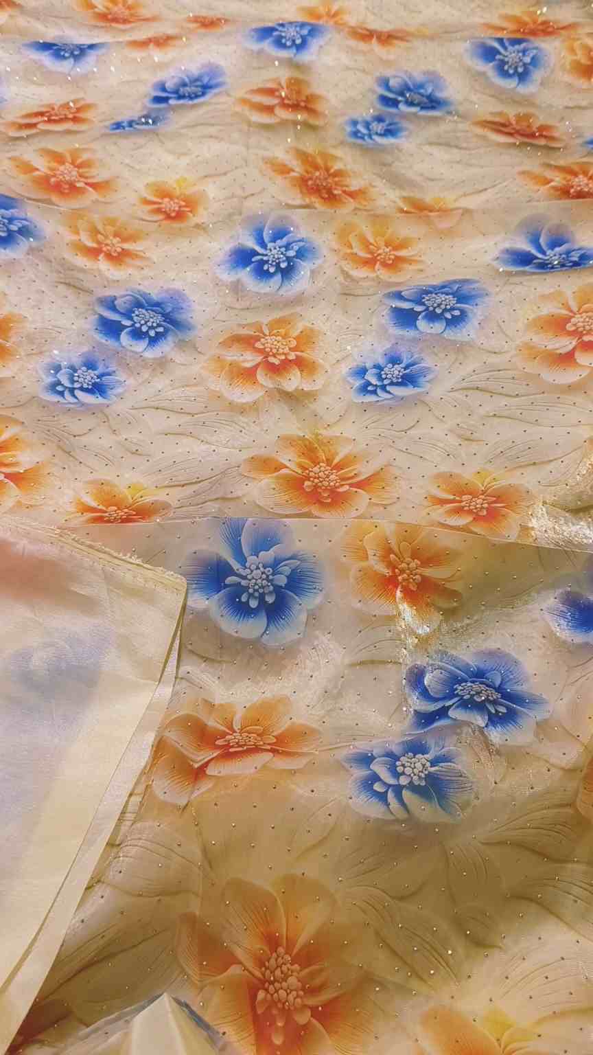 😱Sale Sale M-3655 Imported Most Luxurious American Silk Tissue Organza With nags chen Shirt &   kattan Silk Inner with Truzer 2pc