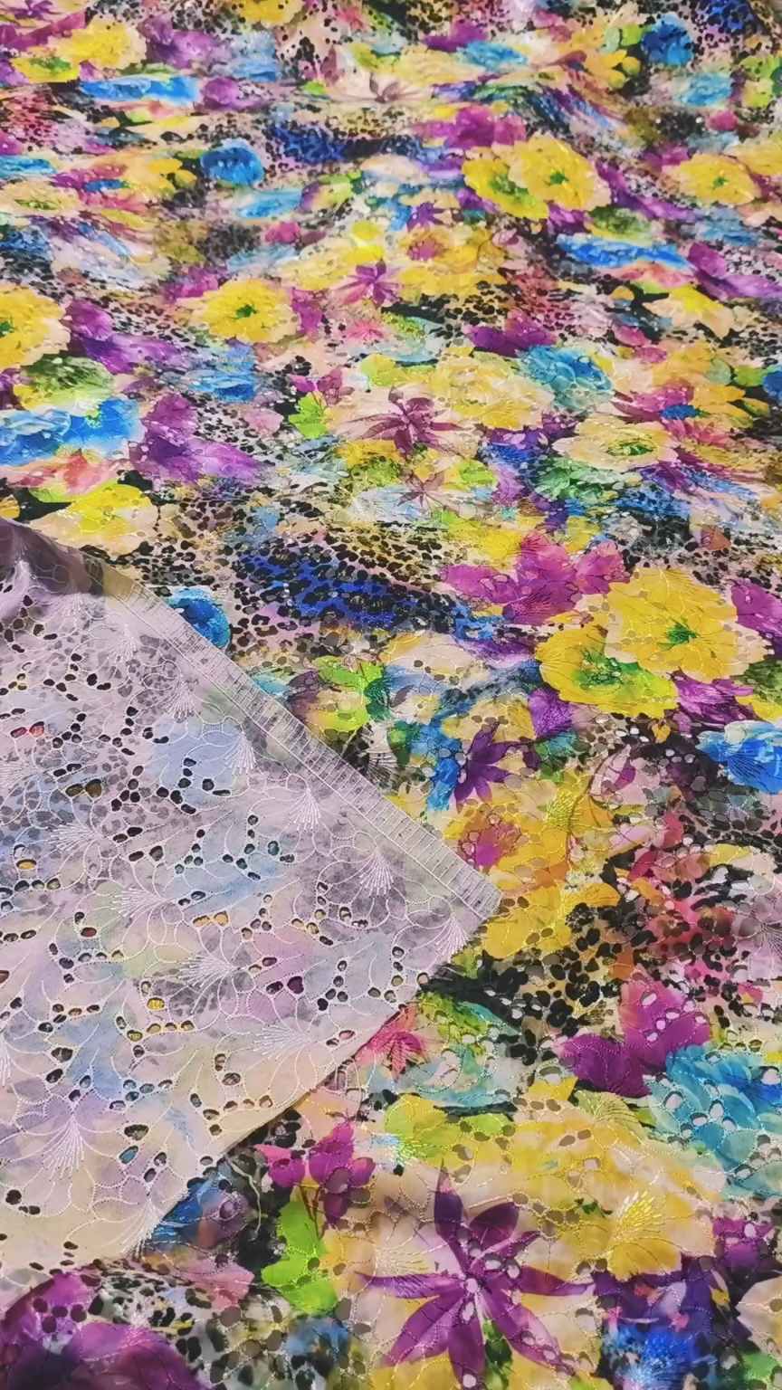 🥳 Sale Sale M-3847  Imported Shiffli Embroidery ChickenKari Pure Summer ⛱️ Luxury Lawn