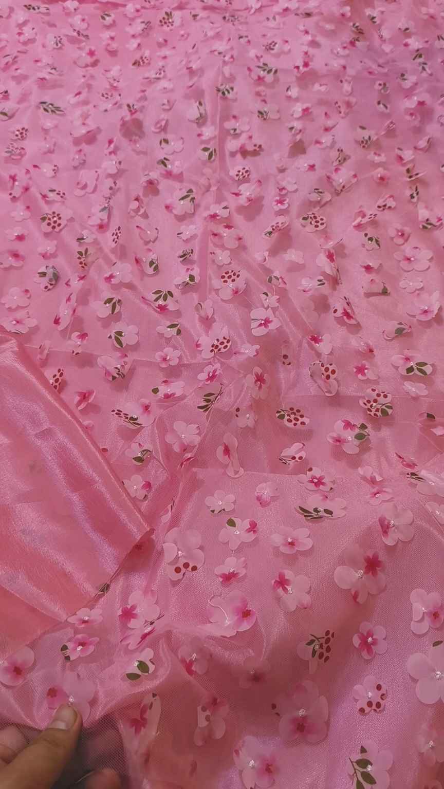 🥳 Sale Sale M-3910  Imported fancy 3-D stitch Flowes in obera net shirt & Kattan silk Truzer with inner