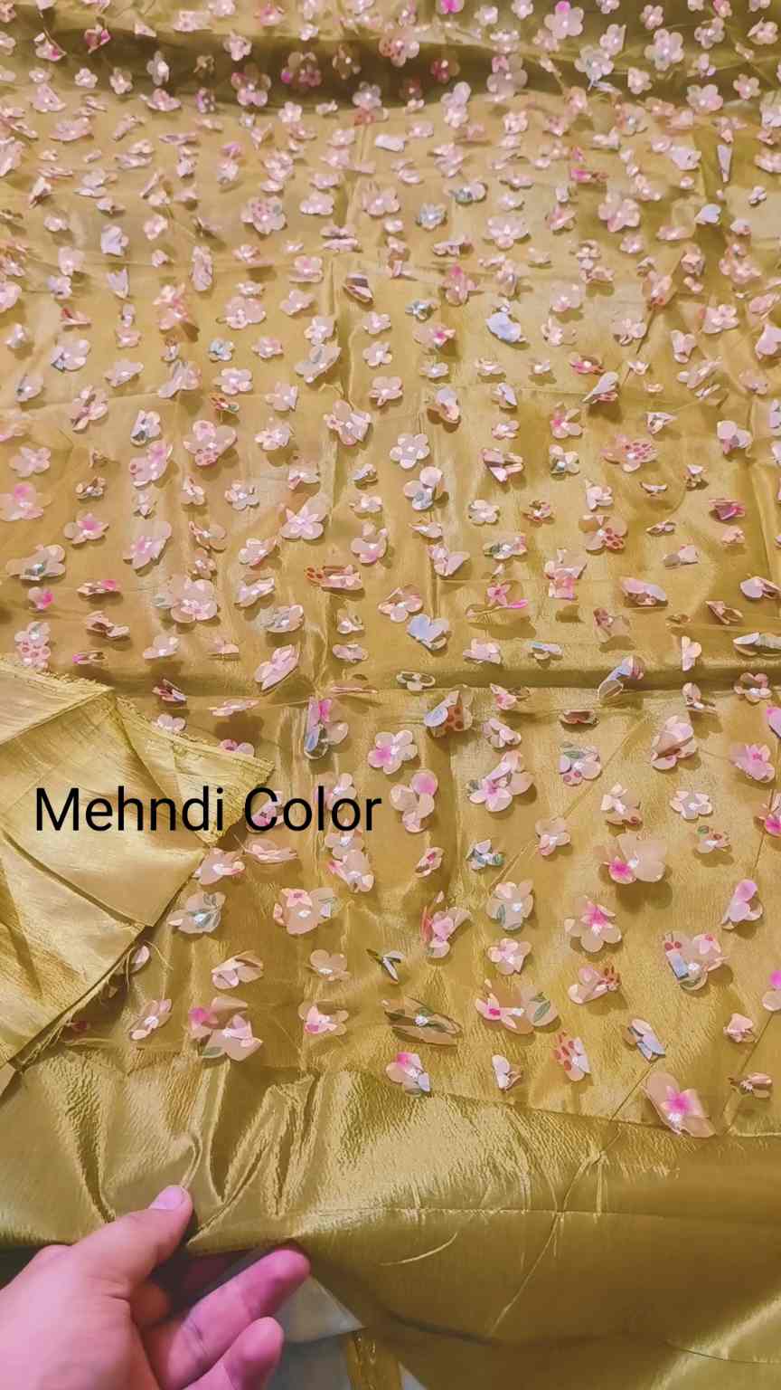 🥳 Sale Sale M-3909  Imported fancy 3-D stitch Flowes in obera net shirt & Kattan silk Truzer with inner