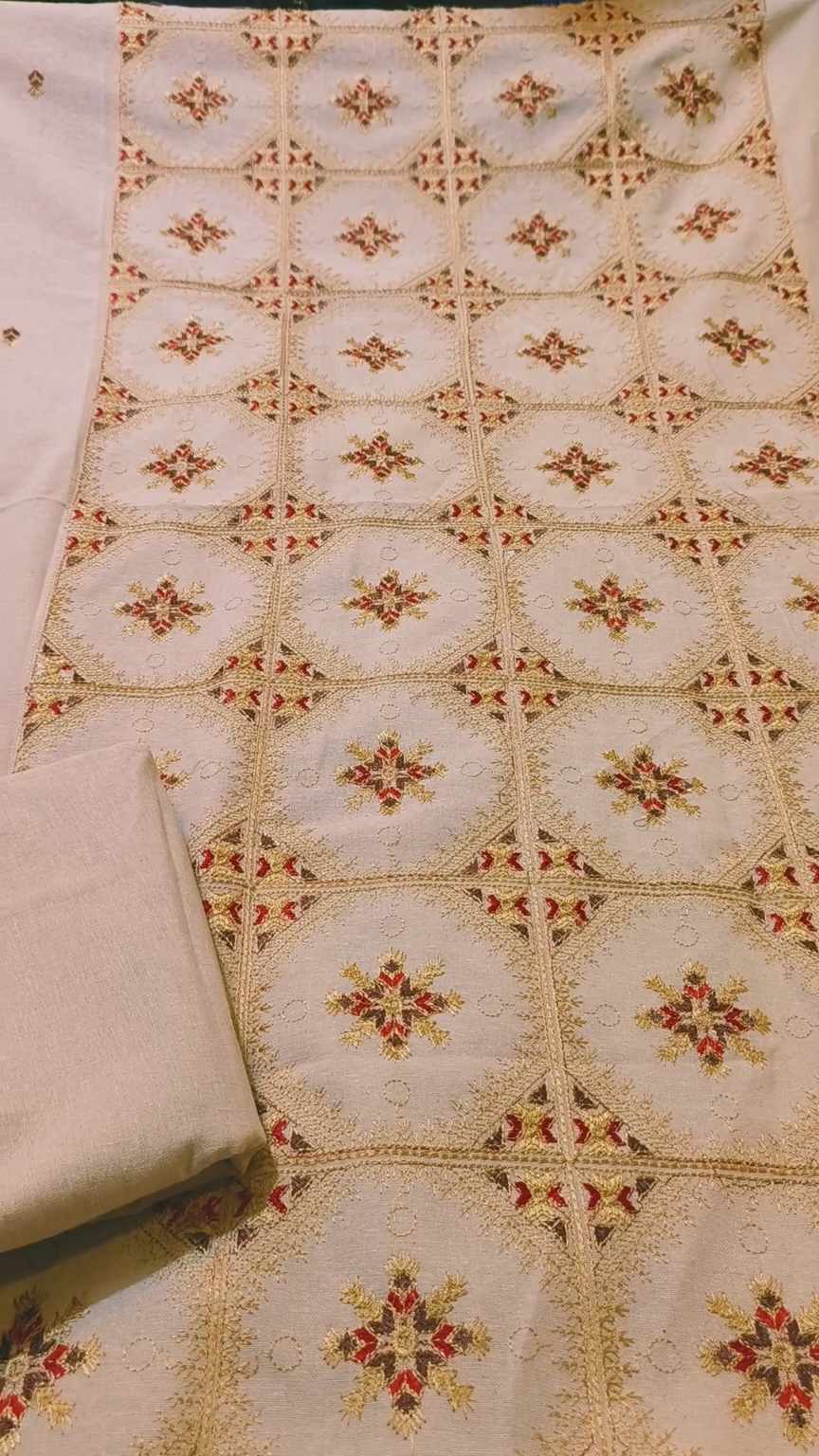 🥳 Sale Sale M-3980  Imported Breezy Squance work Embroidery in karandi Khadder stuff Shirt & Truzer 2pc