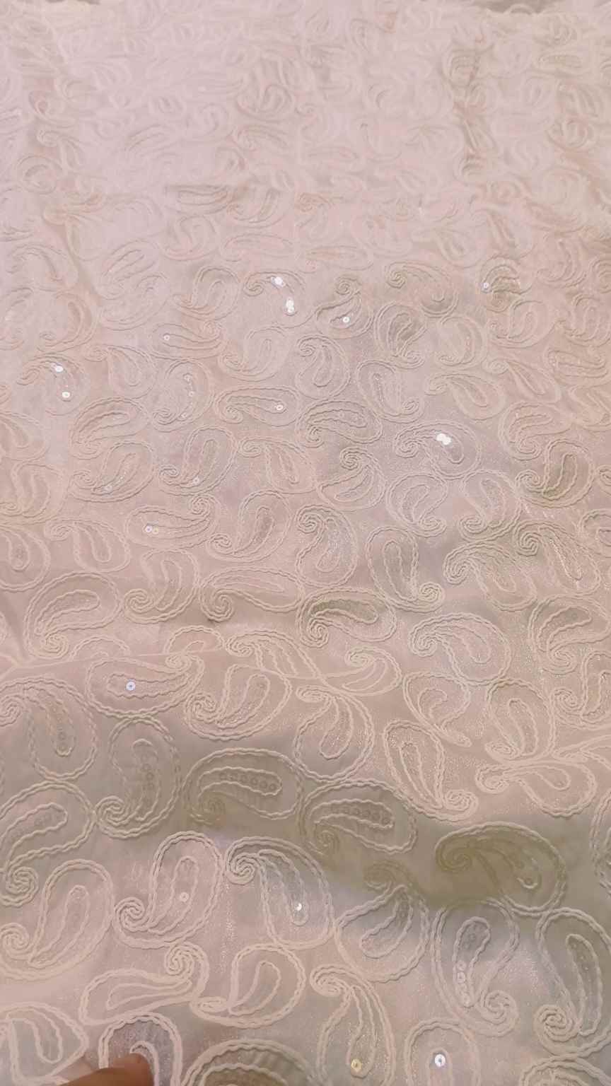 🥳 Sale Sale M-4023 mported sequence work mukesh Embroidery in Fancy Tissue Oranga Shirt