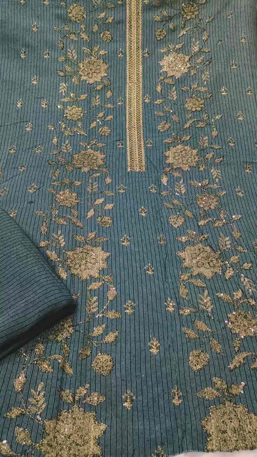 🥳 Sale Sale M-4126 Imported Breezy Style Tilla work squance Embroidery in Soft Self Khadder stuff Shirt & Truzer 2pc -