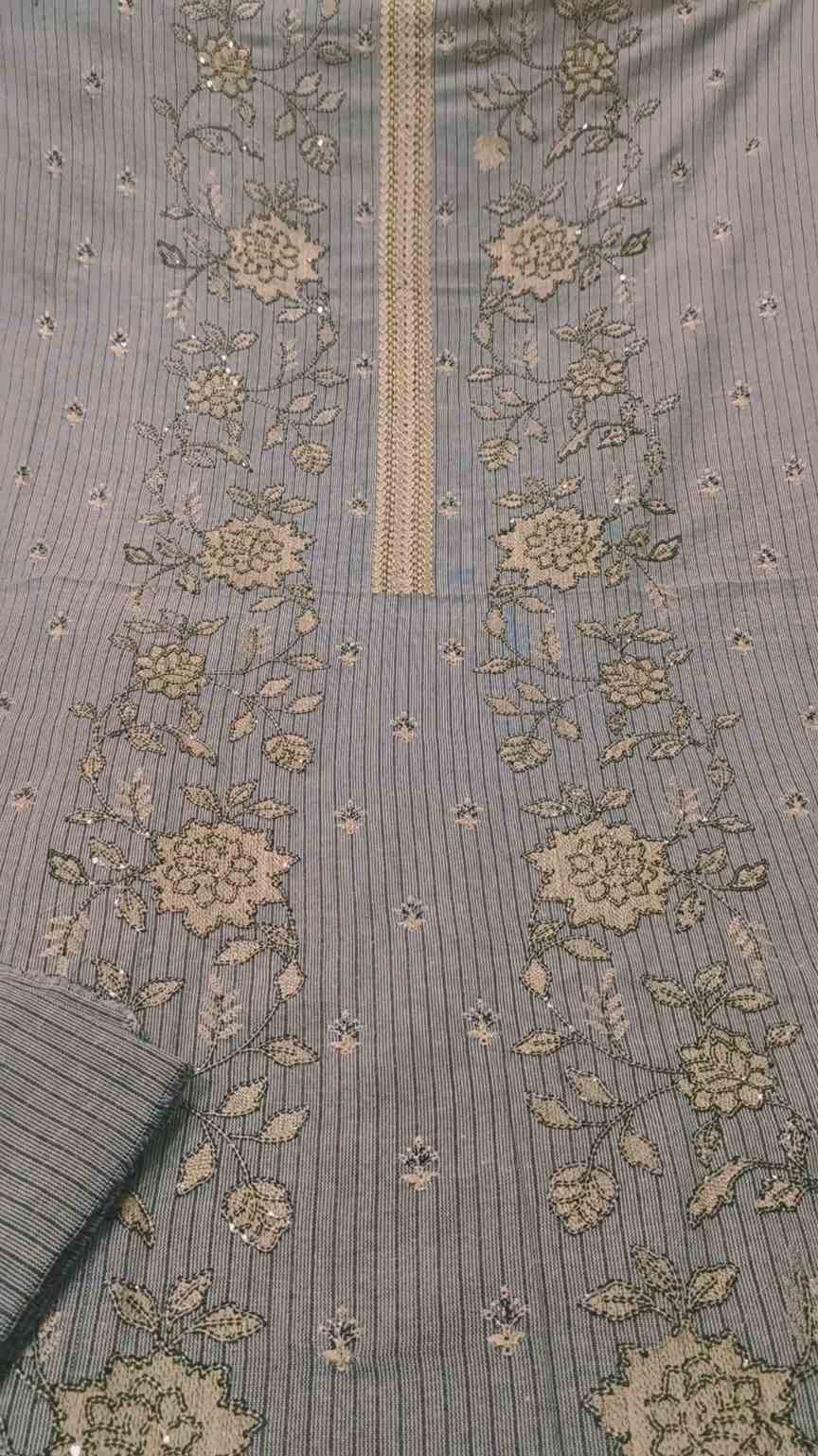 🥳 Sale Sale M-4125  Imported Breezy Style Tilla work squance Embroidery in Soft Self Khadder stuff Shirt & Truzer 2pc -