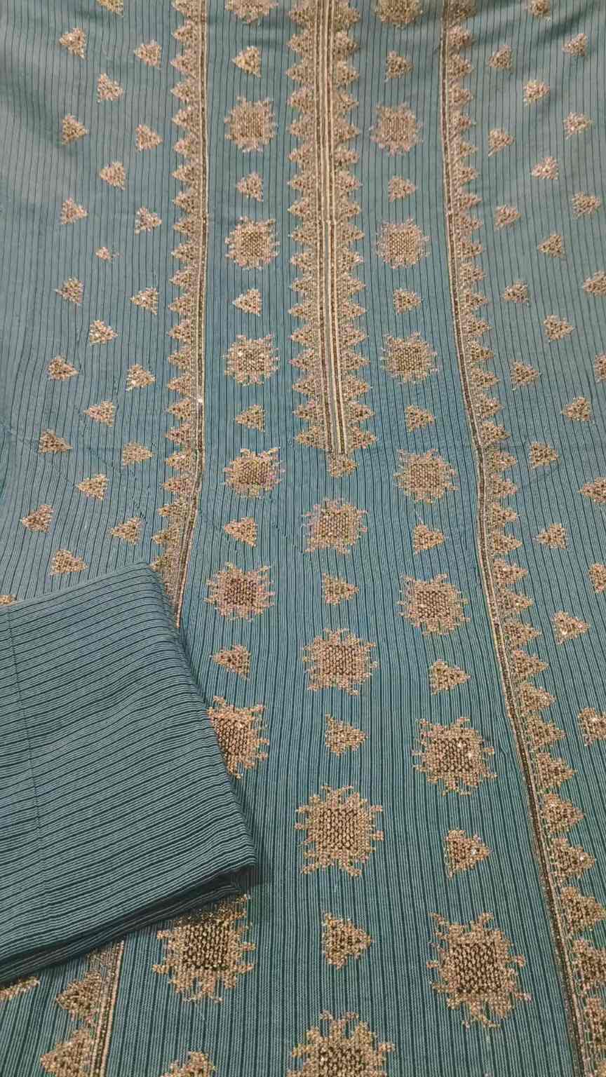 🥳 Sale Sale M-4124  Imported Breezy Style Tilla work squance Embroidery in Soft Self Khadder stuff Shirt & Truzer 2pc -
