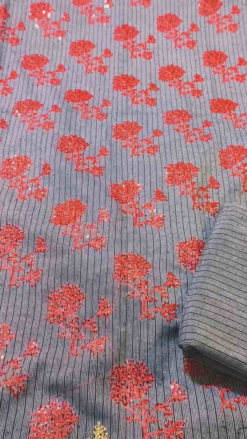 🥳 Sale Sale M-4192Imported Breezy Style  work squance Embroidery in Soft Self Khadder stuff Shirt & Truzer 2pc